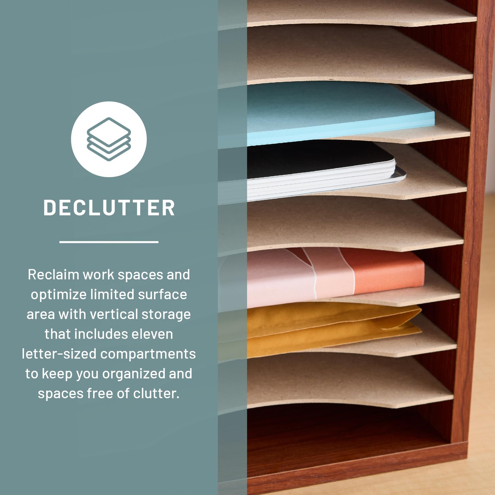 Vertical Literature Organizer, 11 Compartments, Office and Classroom Mailbox …