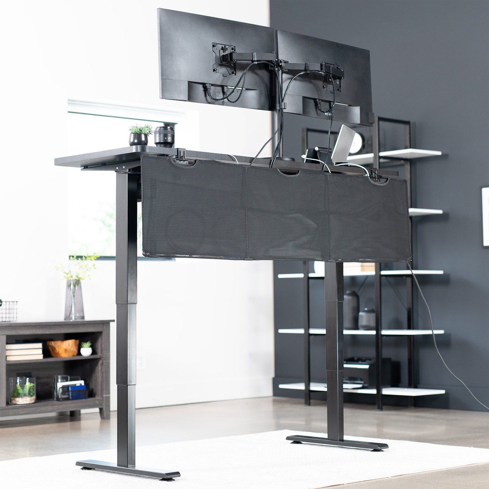 VIVO Black Clamp-on 60″ Privacy & Cable Management Sleeve Panel Kit for Desk