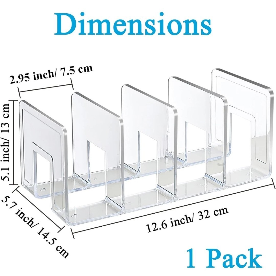 Clear Acrylic File Sorter Purse Organizer Handbag Holder 4 Sections Divider