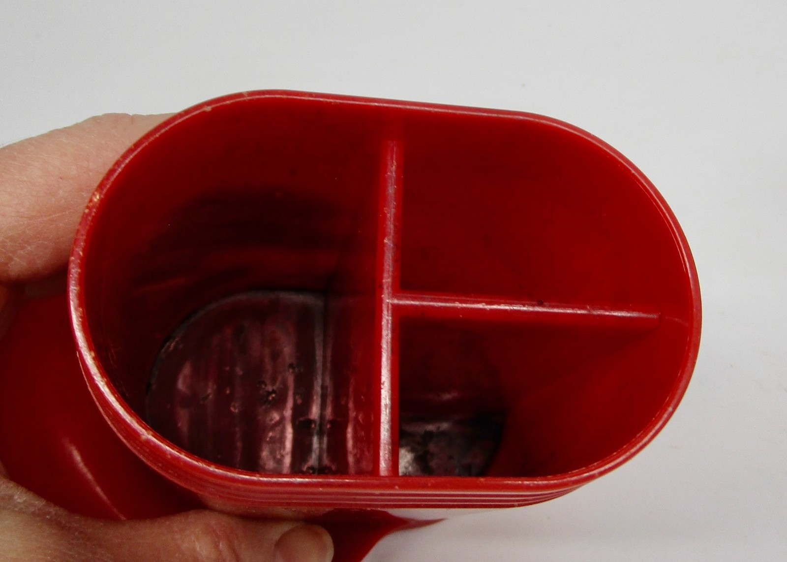 Vintage MCM pen pencil holder letter desk organizer red rainbow plastic Eldon