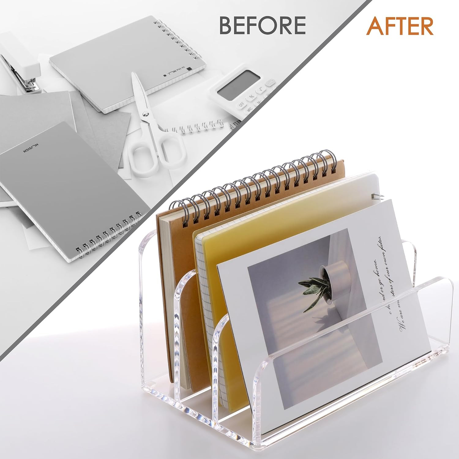 Mail Organizer Letter Holder for Desk 3Compartments Acrylic Desk Organizer Clear