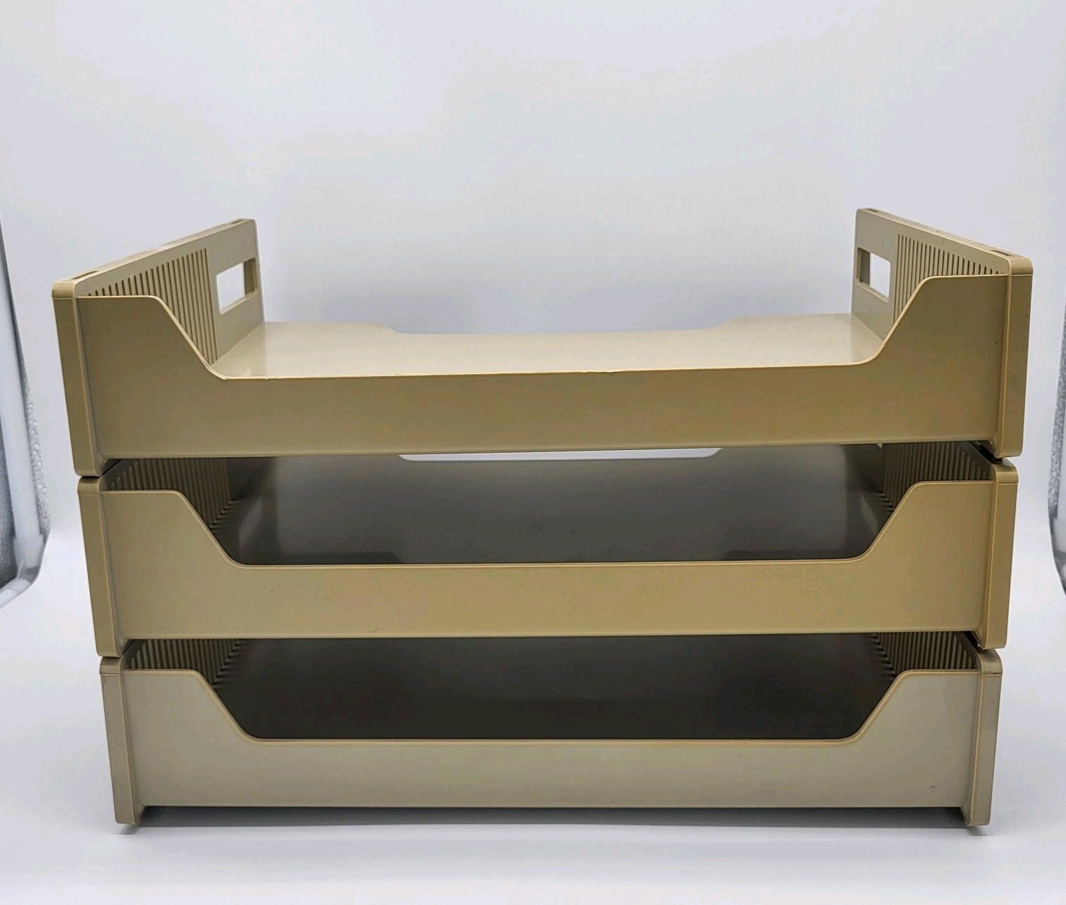 Eldon Office Products 1960’s 3-Tier File Paper Holder Beige Tan Plastic Vtg 1969