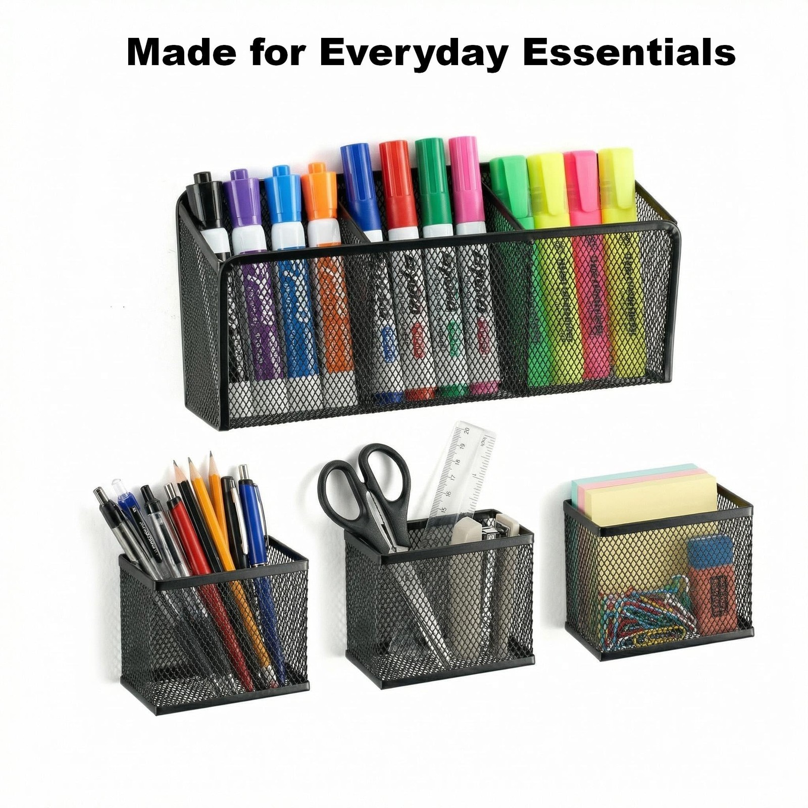 Magnetic Pencil Holder, Locker Shelf Organizer, Metal Mesh Storage Basket for…