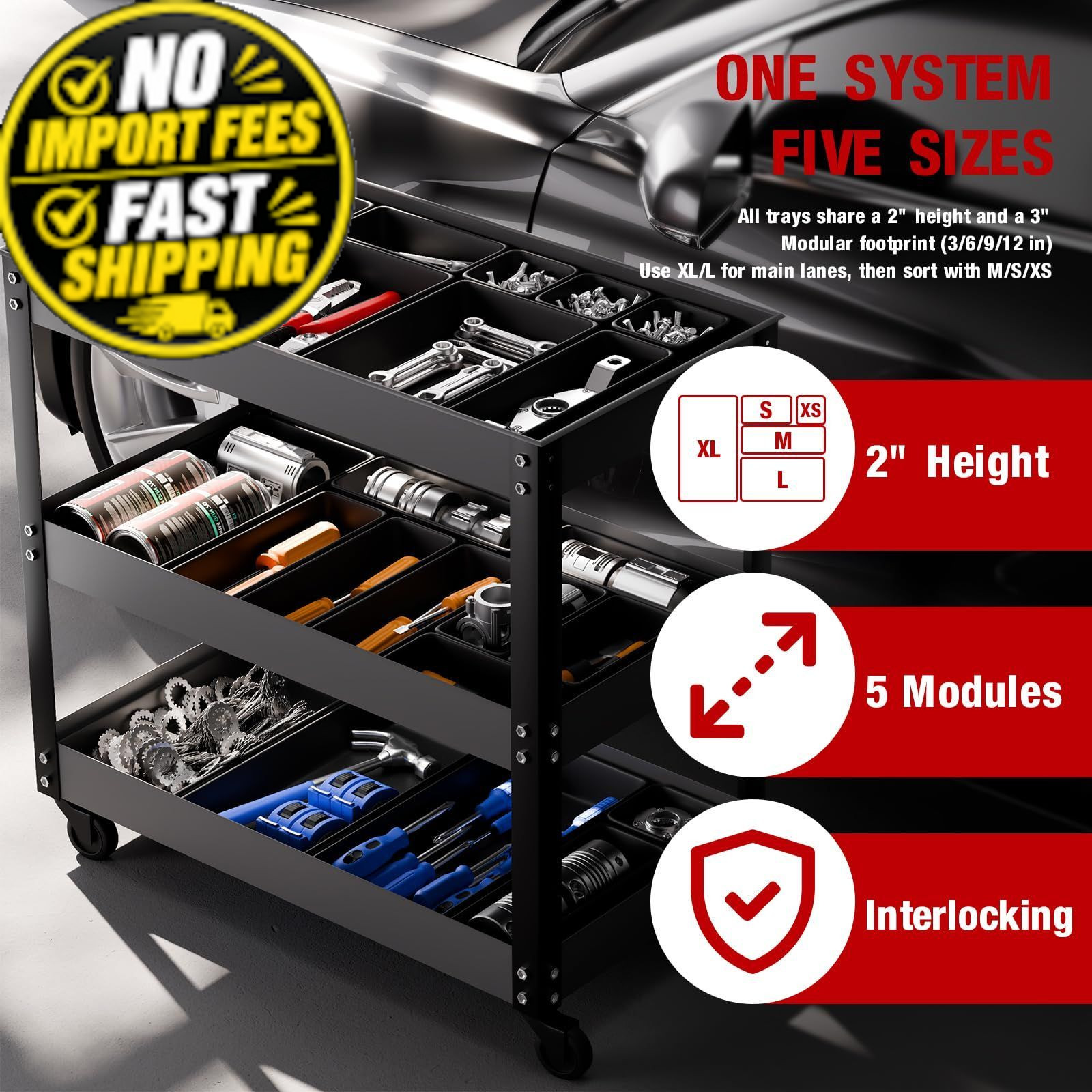 inihpocv 【48PCS & 5 Sizes】 Tool Box Organizer Tray, 2 inches, 48PCS(5 size)