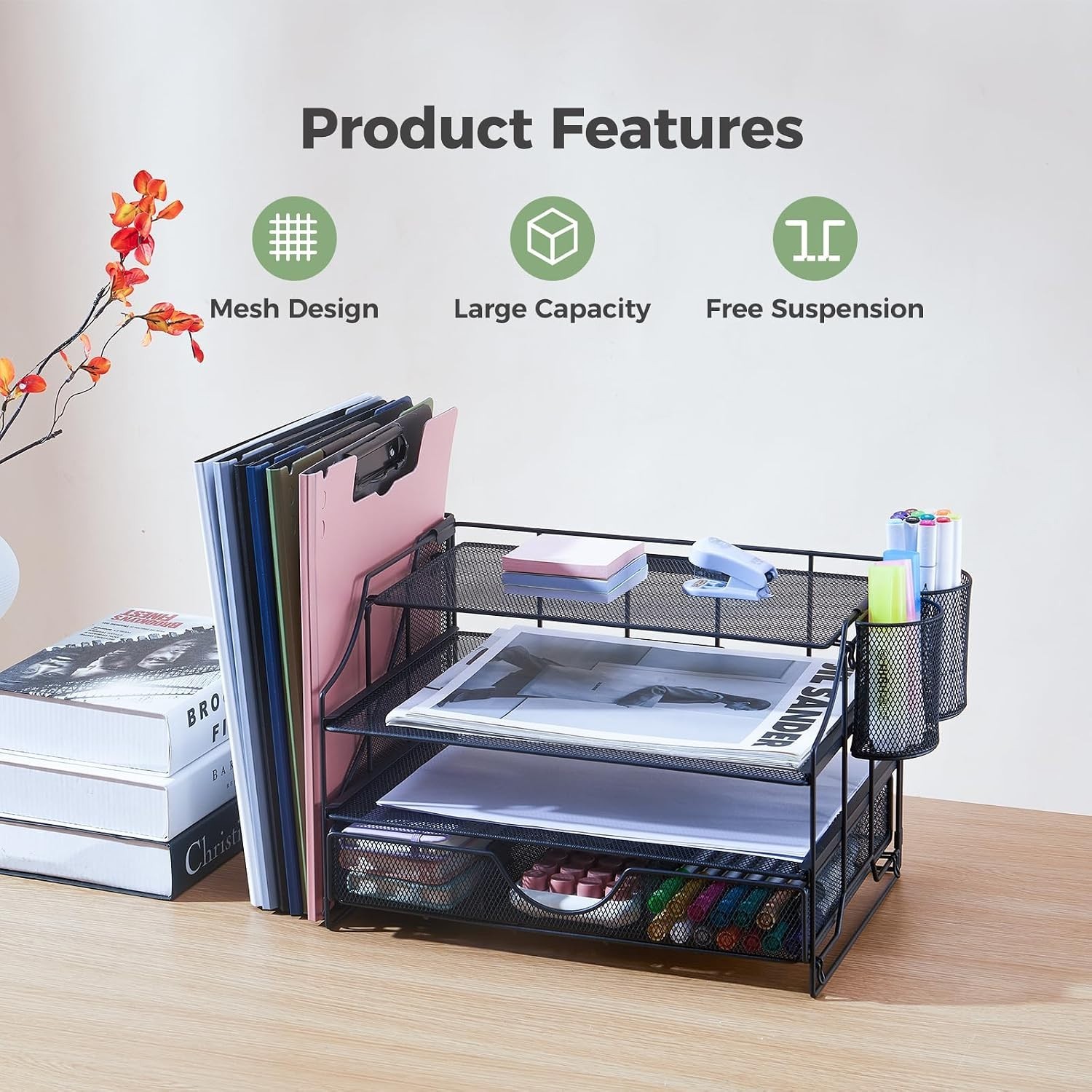 Desk Organizers and Accessories, 4 Tier Paper Letter Tray Organizer Holder De…