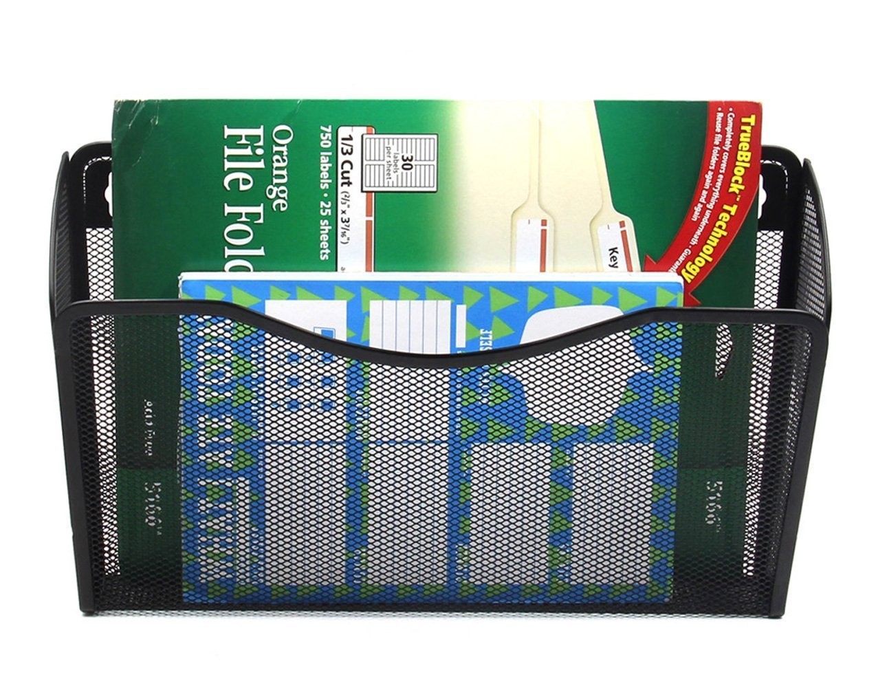 3 Pack Wall File Organizer Black Mesh Hanging File Storage For Home Office