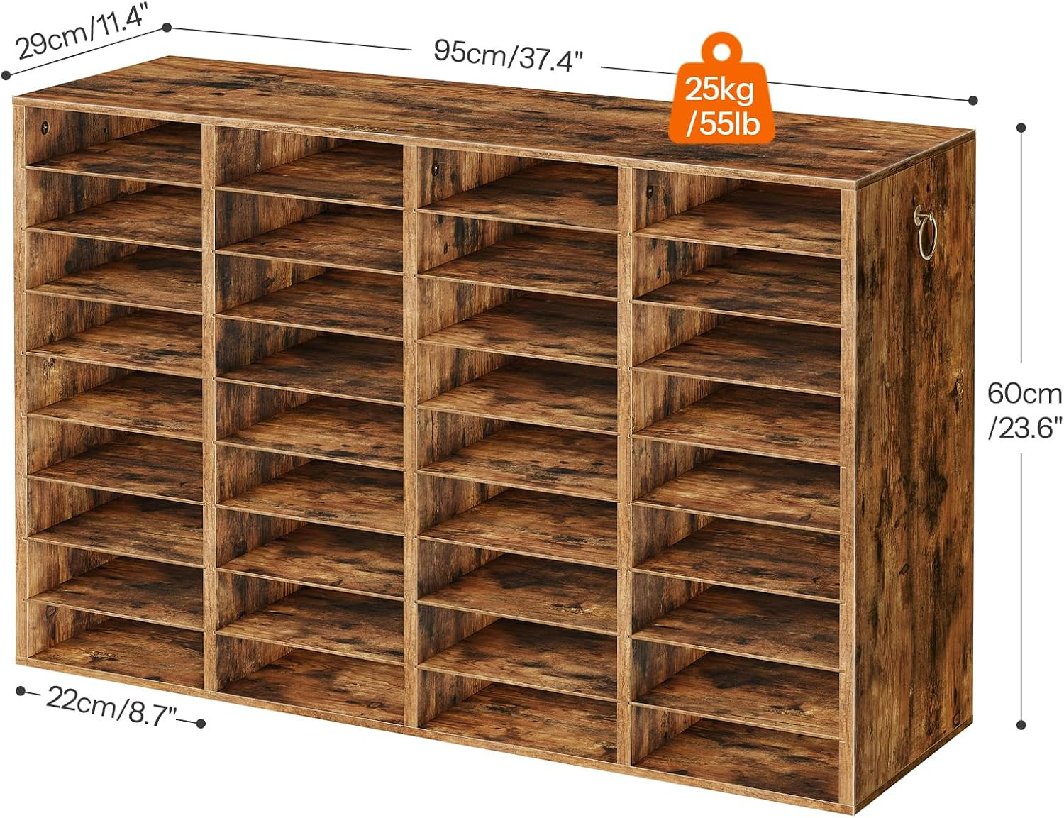 Wooden Literature Organizer, 36-Slot Mail Sorters, Removable Classroom Mailbox,