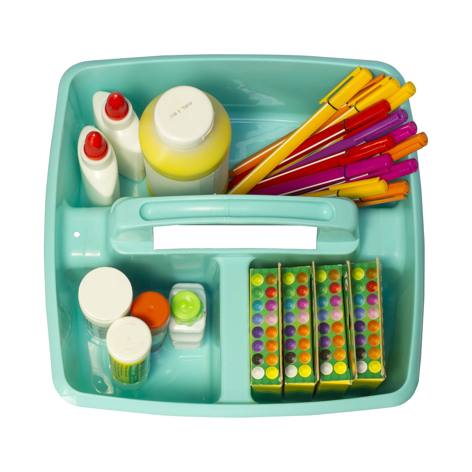 3-Compartment Small Caddy – Multipurpose Classroom Organizer with Handle, Aquama