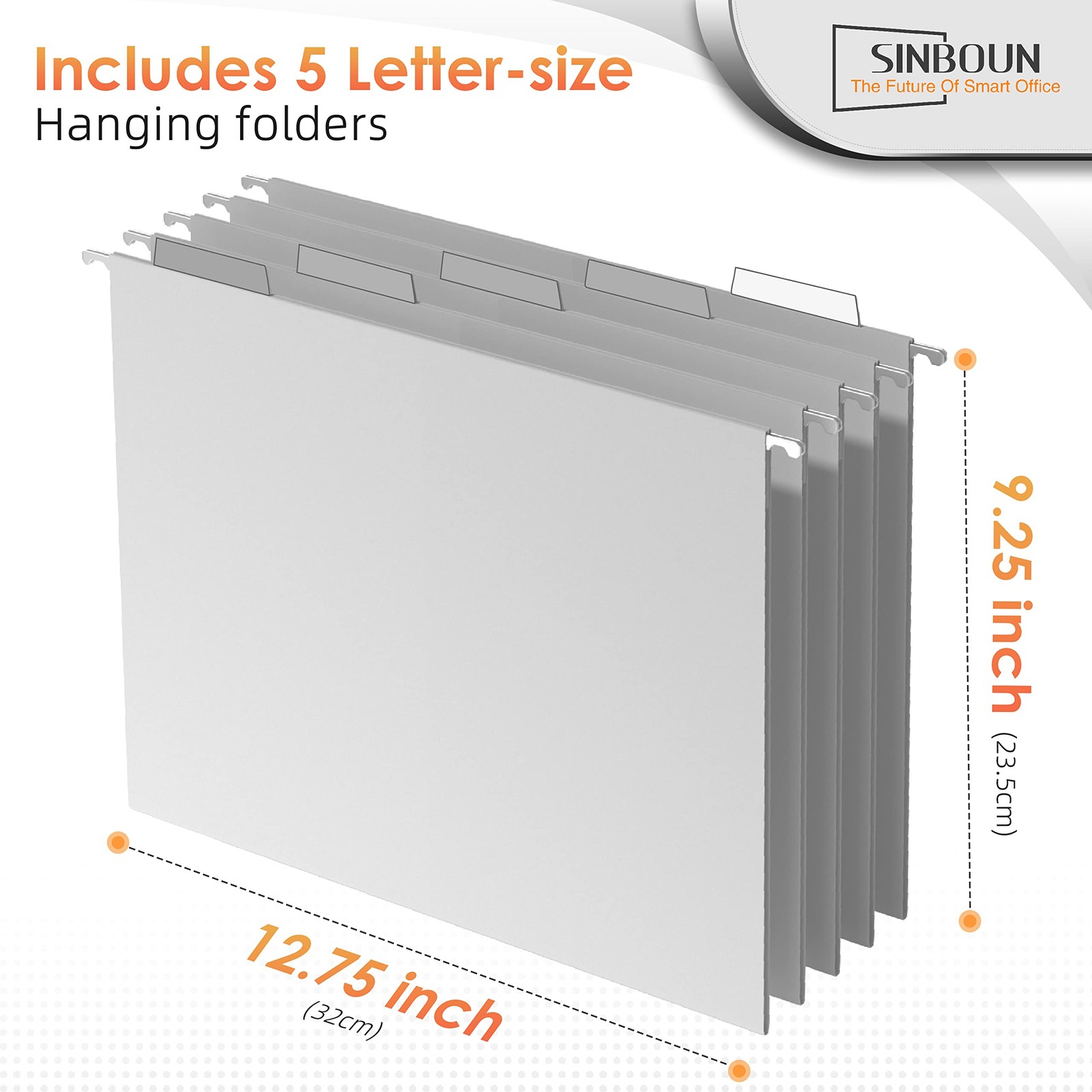 Sinboun Hanging File Organizer LetterSize File Holder Filing Box Includes 5 H…