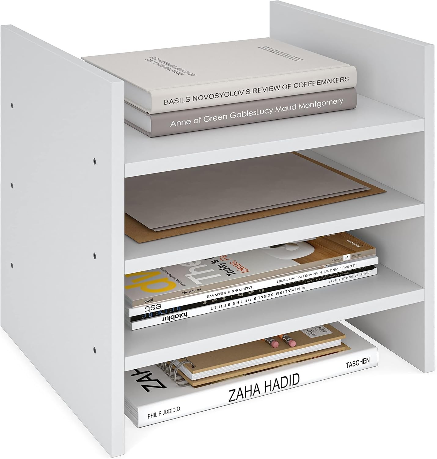 4 Tier Wood Paper Sorter File Organizer Desk Mail Holder White