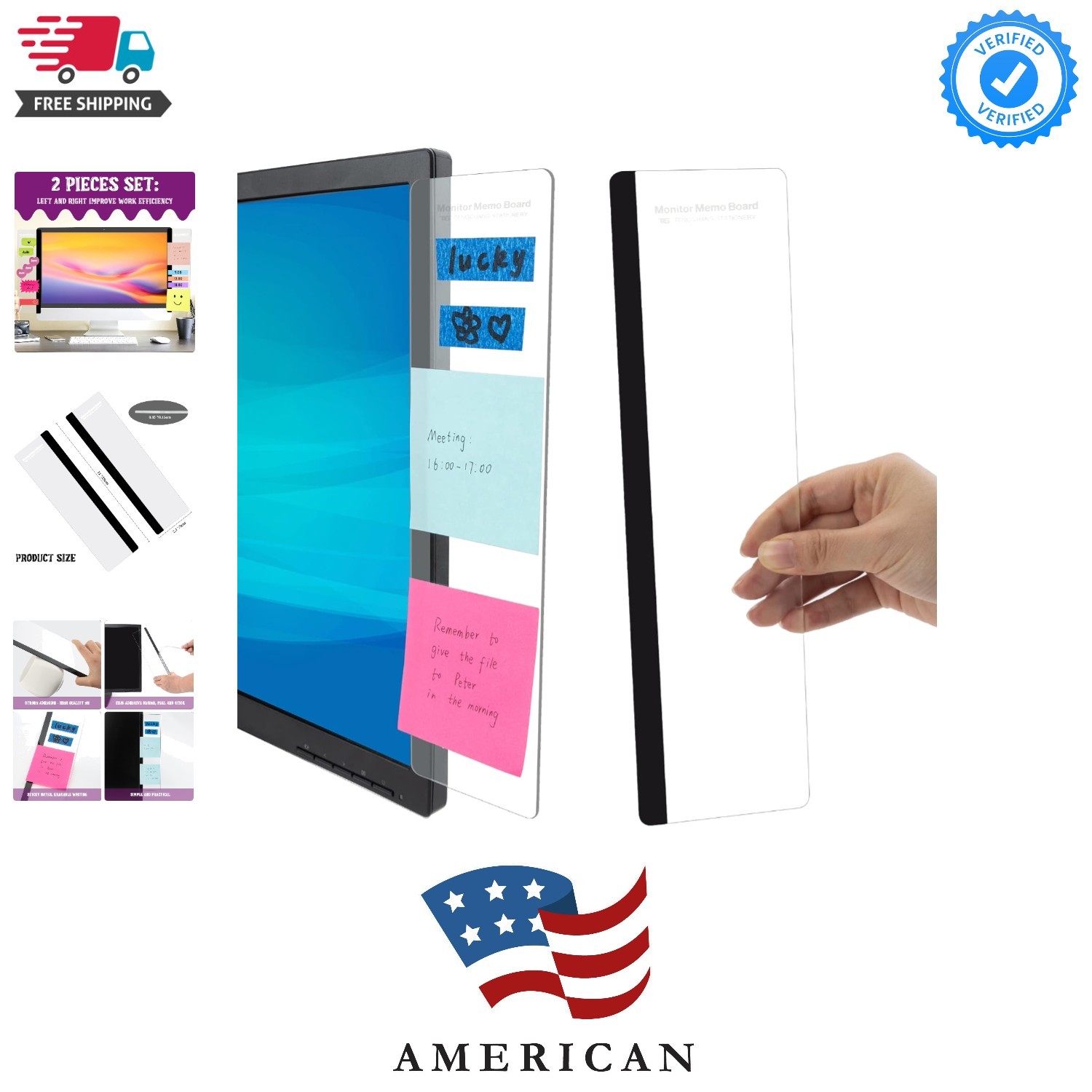 Office Desk Accessories 2pcs Computer Monitor Memo Board Message Board Suppli…