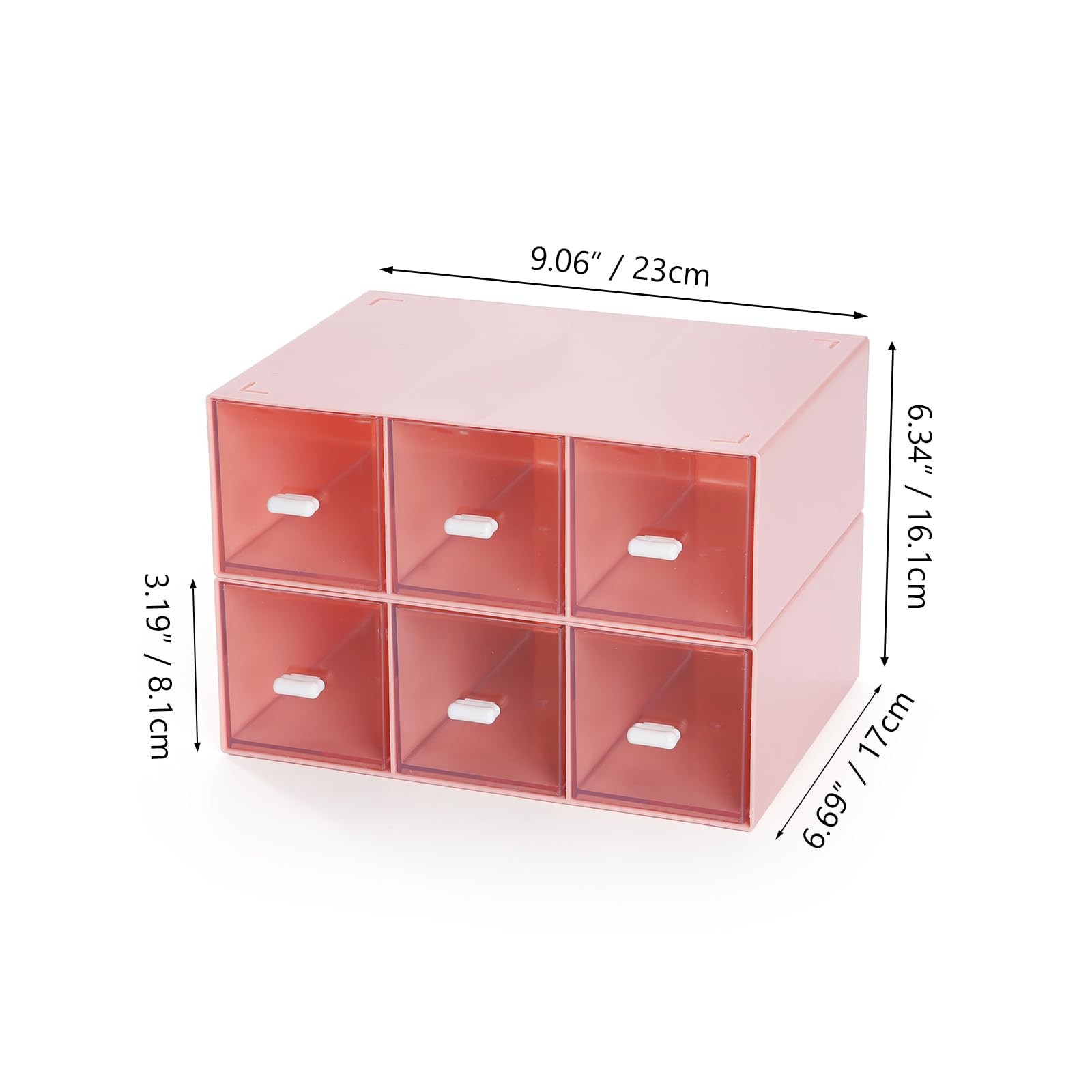 Osteed Desktop Drawers Desk Organizer 6 Drawers Stackable Plastic Storage For