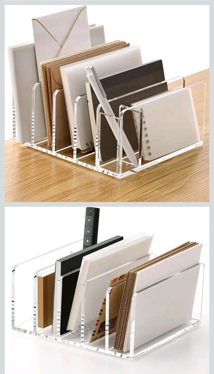 Acrylic Organizer, 5 Compartments File Holder for Desk, Letter Sorter