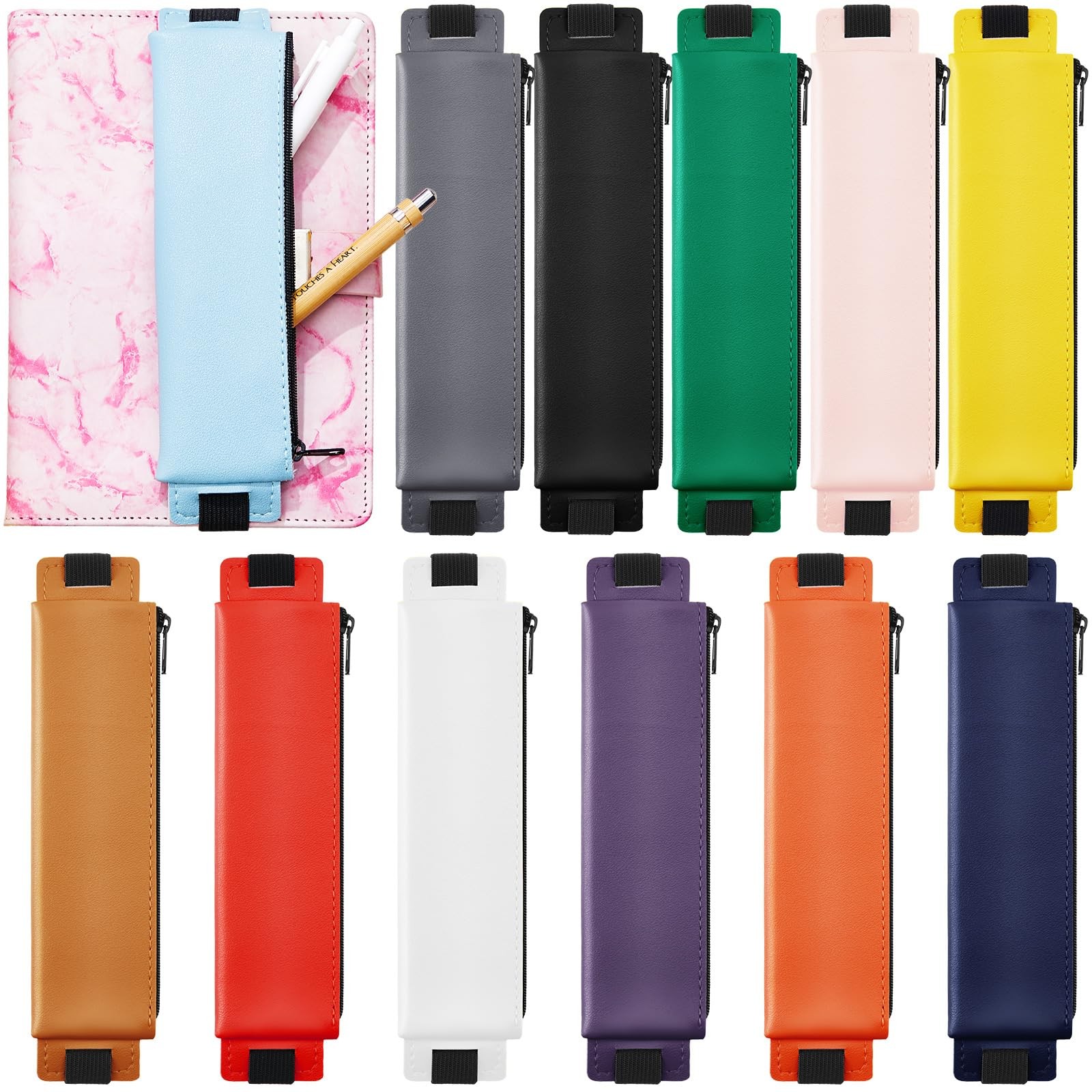 12 Pcs Christan Adjustable Pencil Holder Elastic Adjustable Pen Case Detachab…