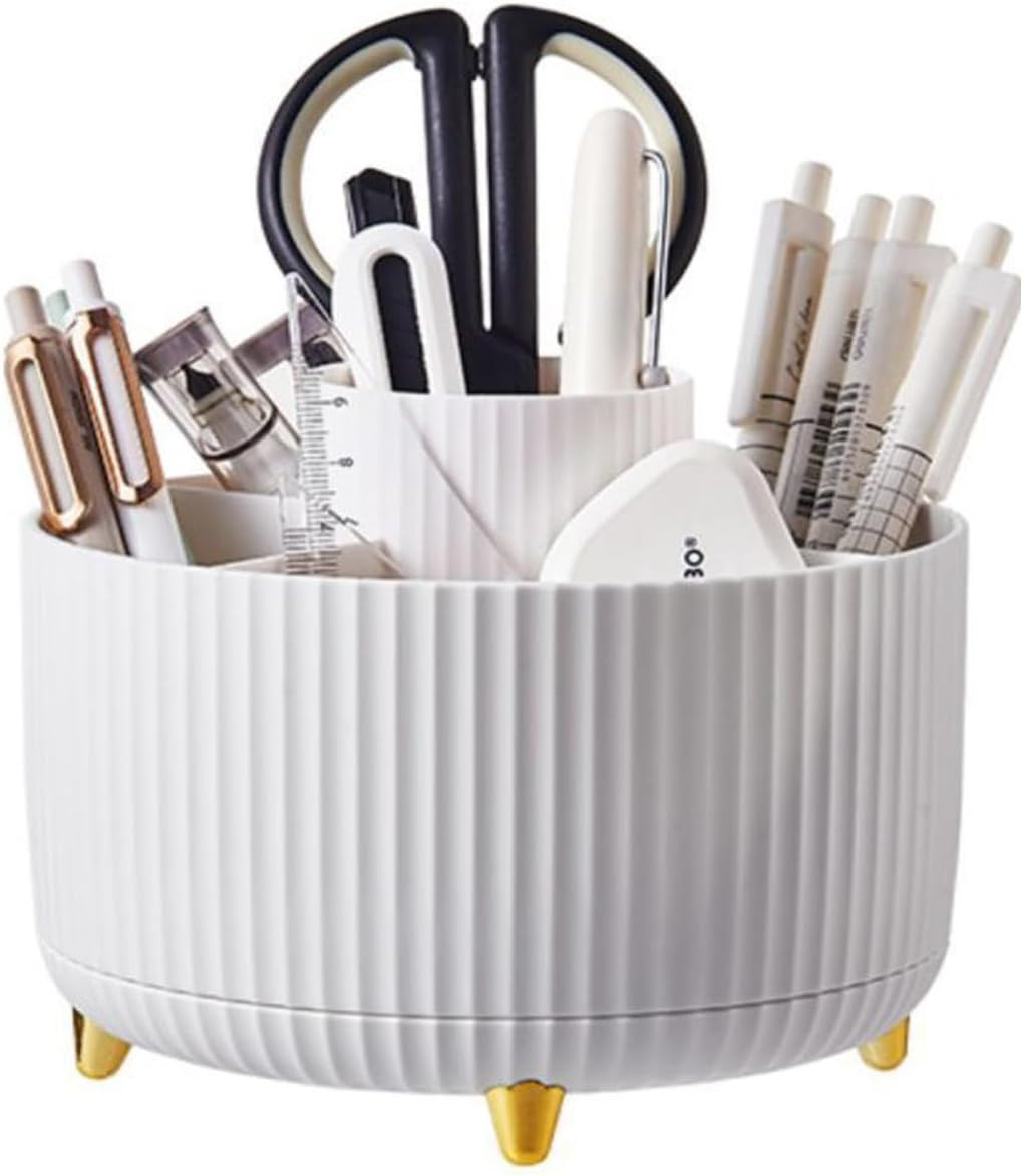 Desk Pencil Pen Holder, 5 Slots 360°Degree Rotating Pencil Pen Organizers for De