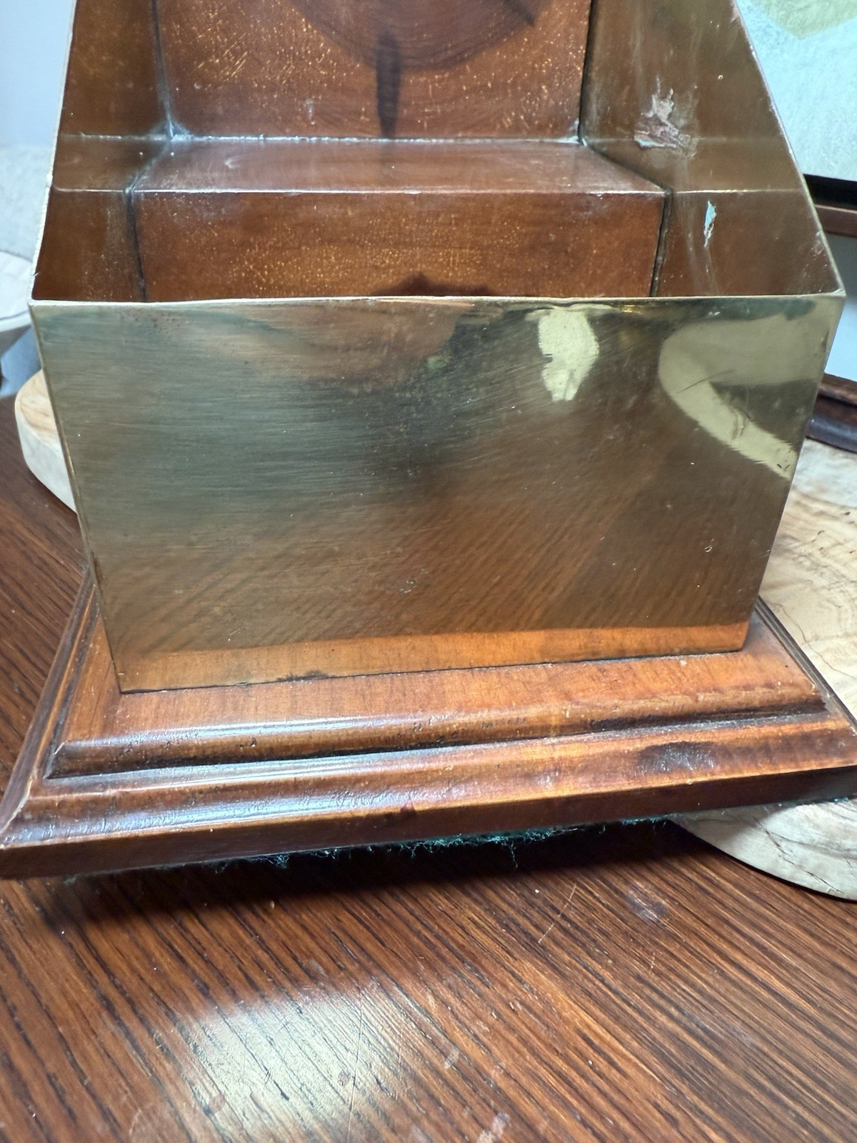 Vintage Brass & Wood Desk Organizer Display Mid-Century Office Decor Heavy