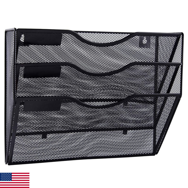 Easepres 3 Pocket Mesh Hanging Wall File Organizer Wall Mounted Mail Paper