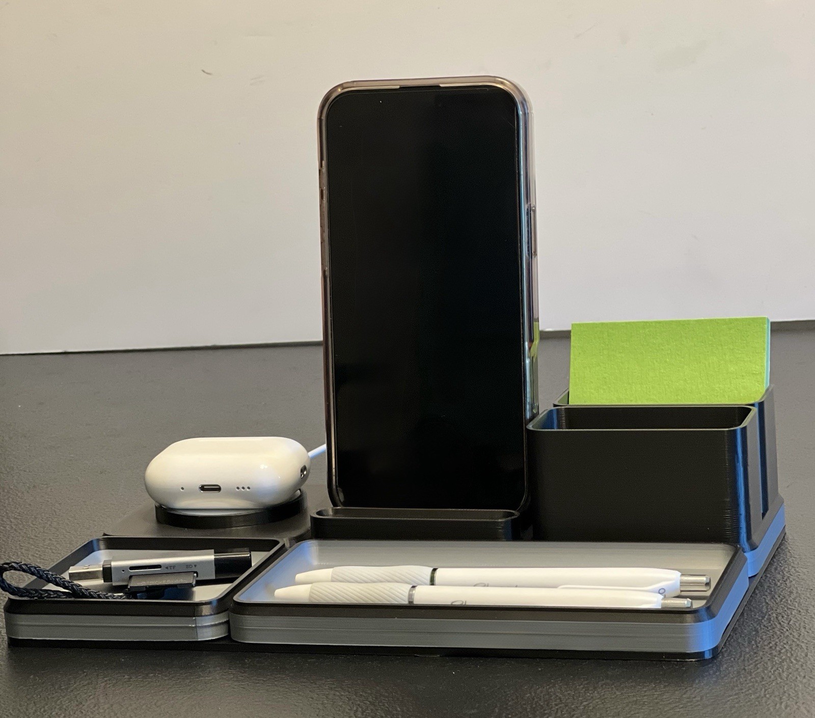 Modern Desk Organizer With Phone Stand Pen Holder Charging Puck 10 X 7