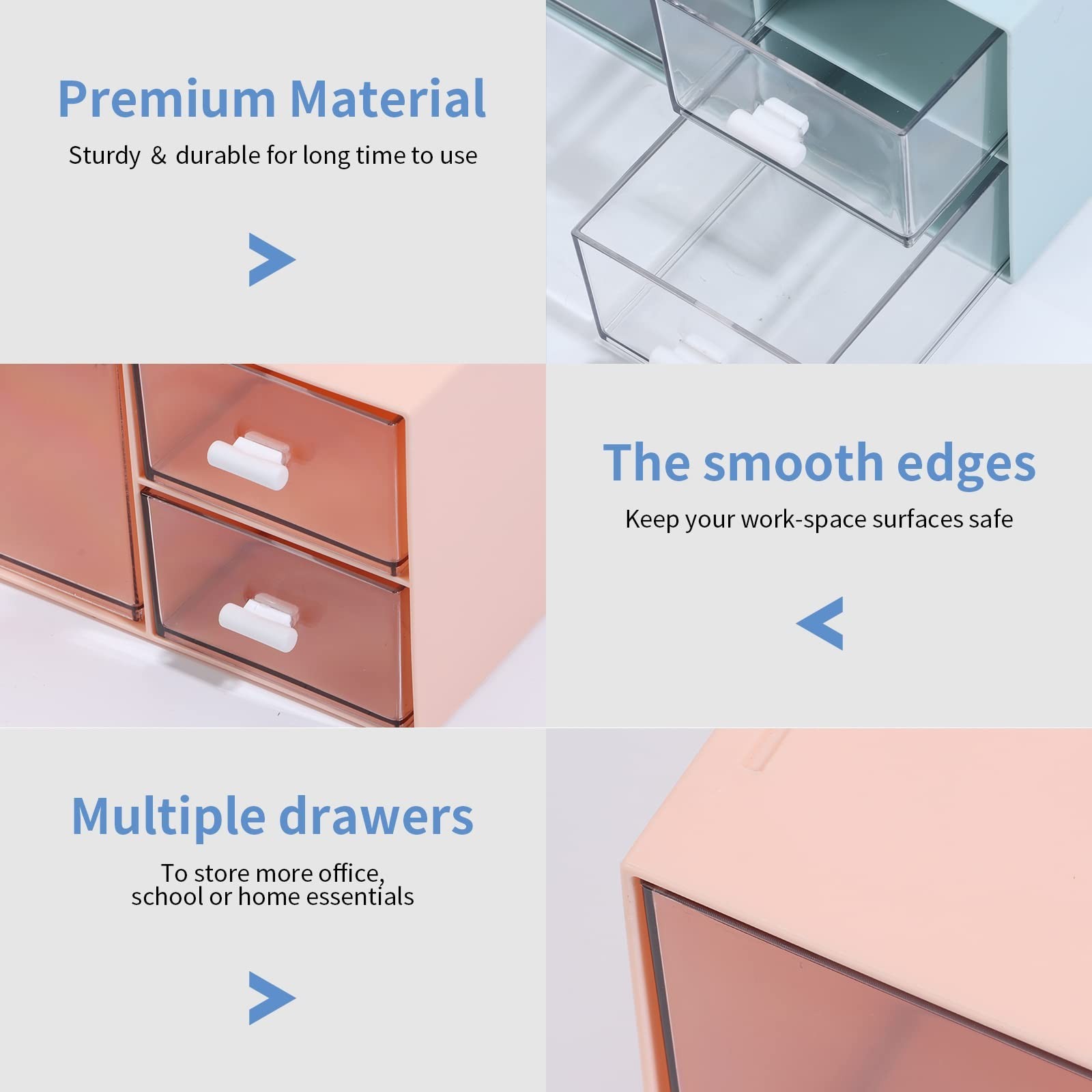 Desk Craft Organizer and Storage with 4 Mixed Drawers, Stackable Plastic Desk…