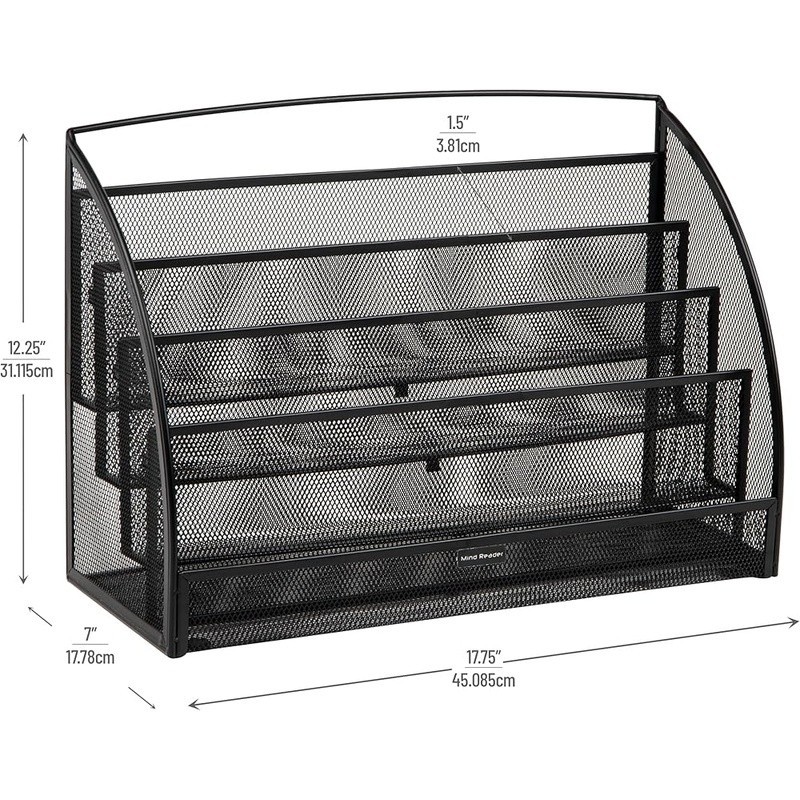 Metal Desk Organizer 4 Pocket File Holder Mesh Storage Lightweight Durable New