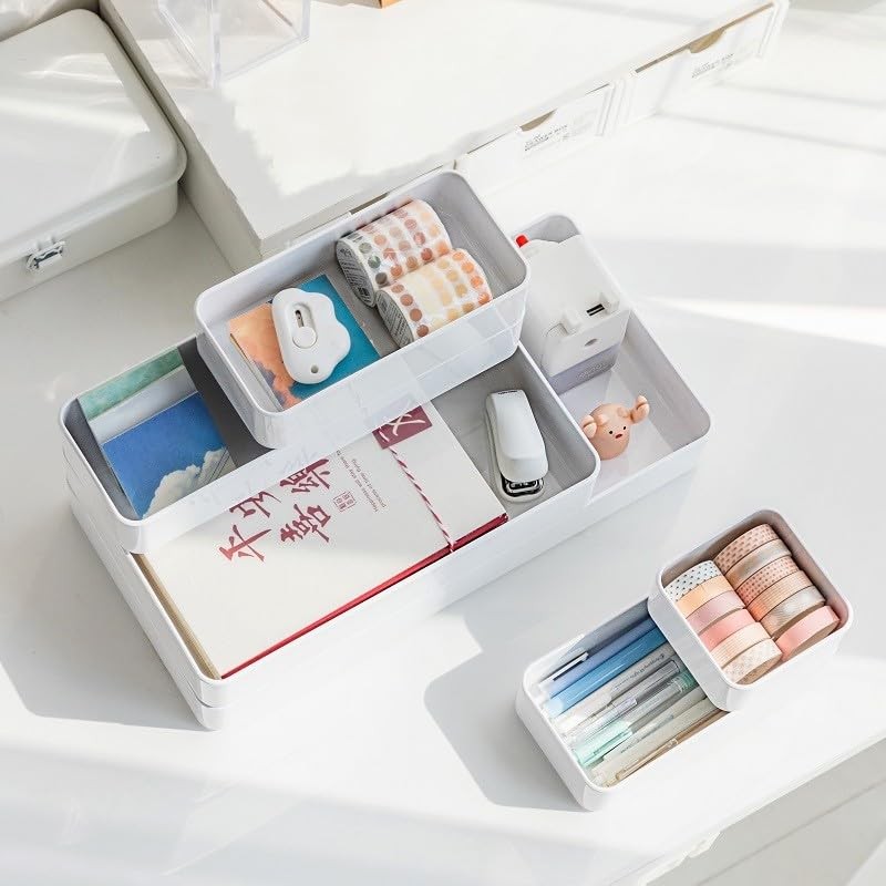 RAUVOLFIA Plastic Drawer Organizers Set, 3-Size Versatile M+L+XL, White