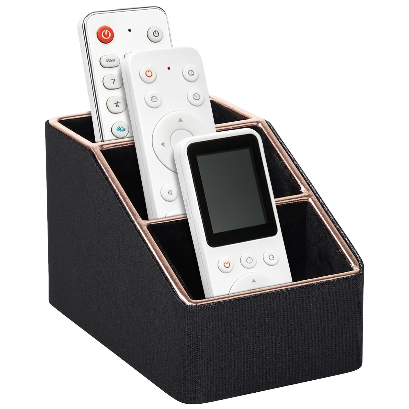 Rose Gold Edge Inlaid Leather Desktop Organizer, Remote Control Holder,Nights…
