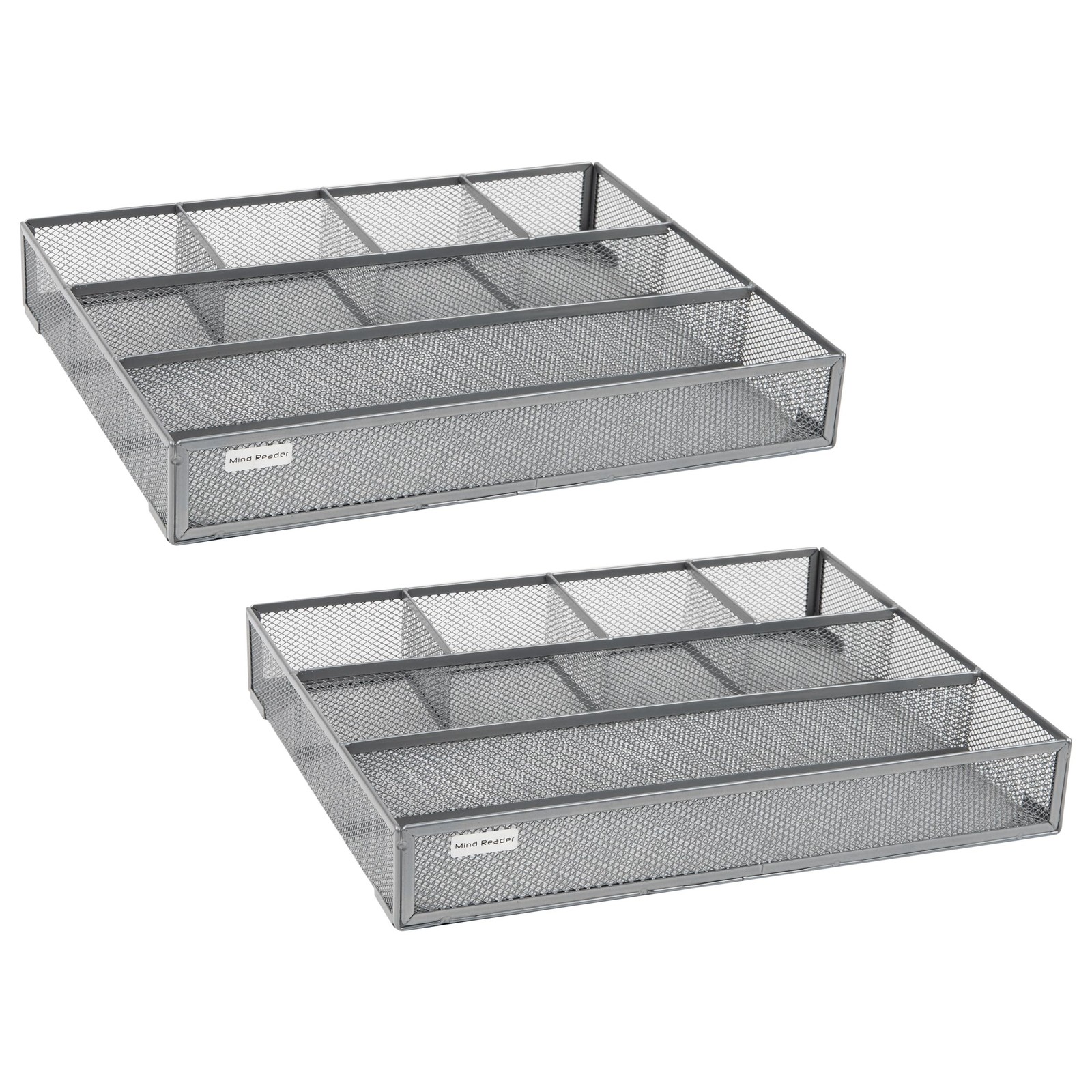 2 Pack Silver Metal Mesh Desk Drawer Organizer Utensil Organizer Tray