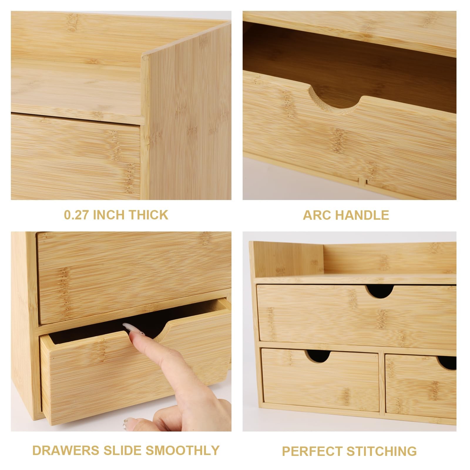 Bamboo Desk Organizer With Drawers Countertop Drawers Counter Storage Box Cor…