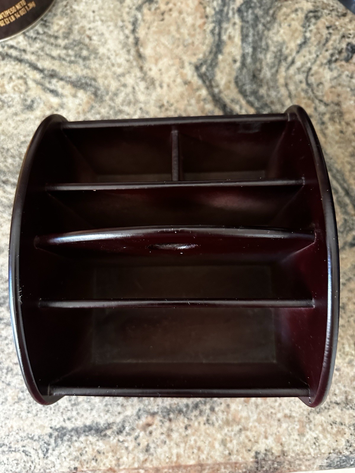 Wooden Desk Top Caddy Compact Space Saver 5 Sections Multi Functional Swivels