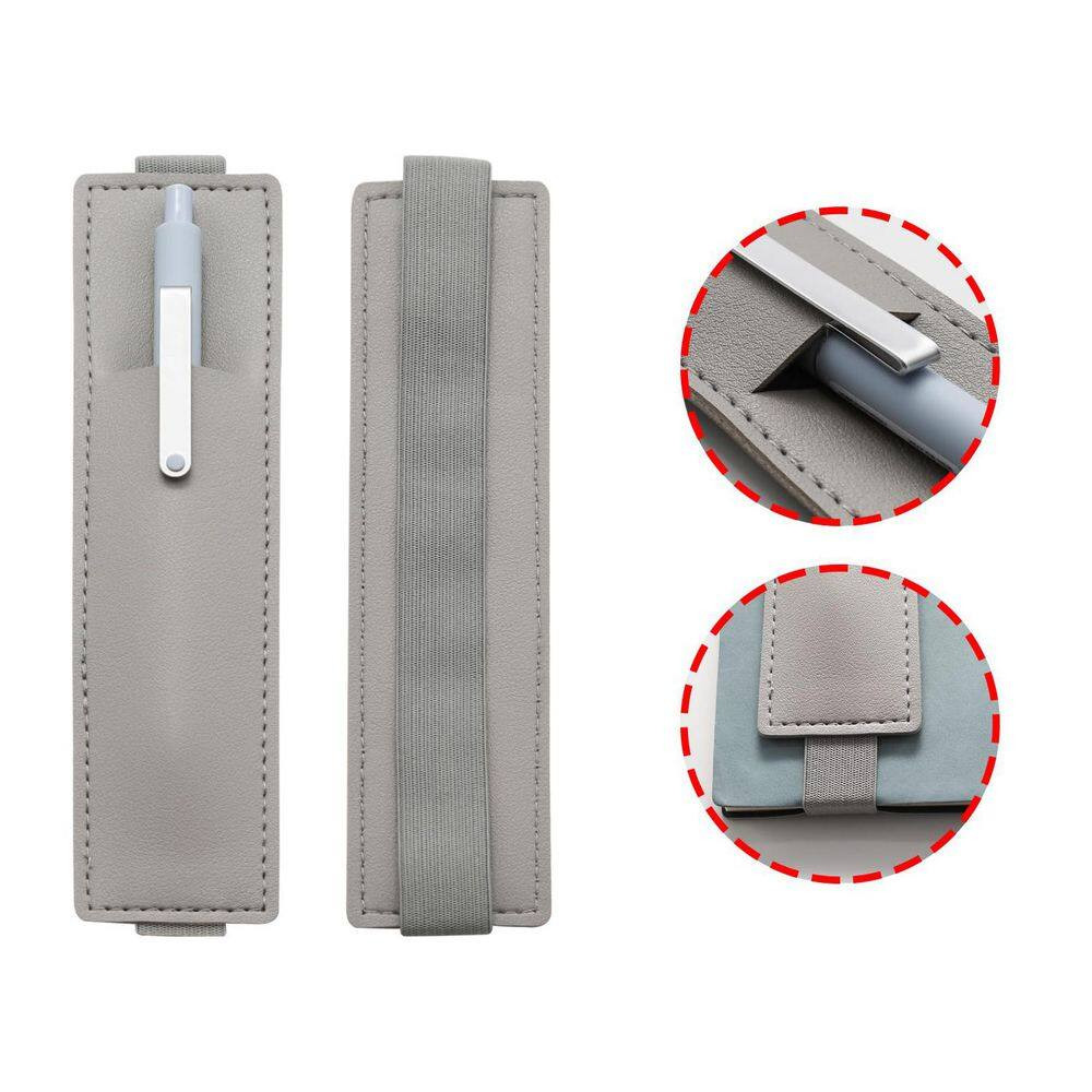 2 PCS Adjustable PU Leather Pen Holder Sleeve with Elastic Band for Notebook and
