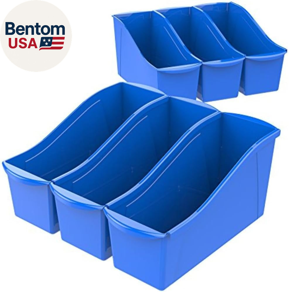 Large Book Bin, Interlocking Plastic Organizer for Home, Office and Classroom, B