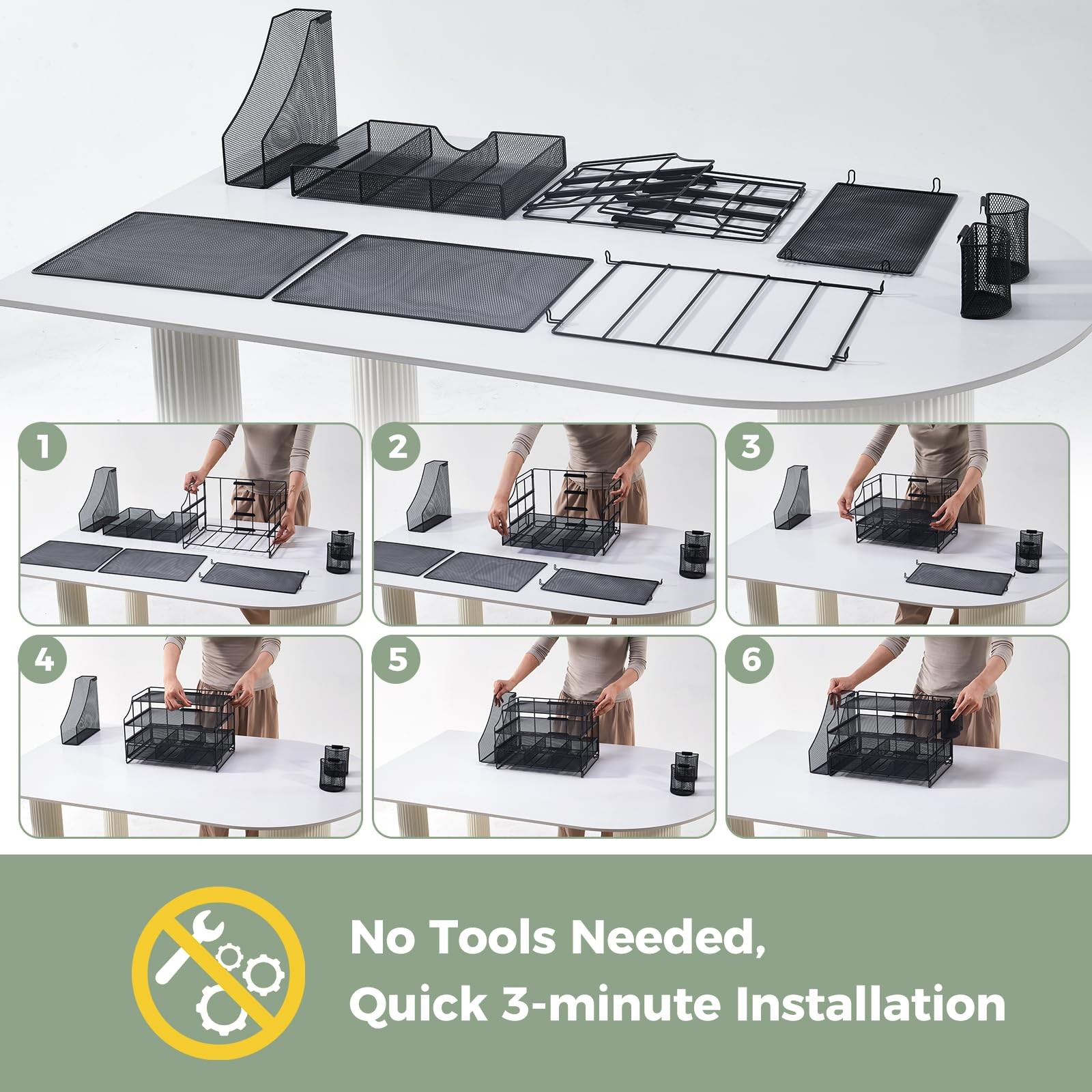 Desk Organizers and Accessories, 4 Tier Paper Letter Tray Organizer Holder De…