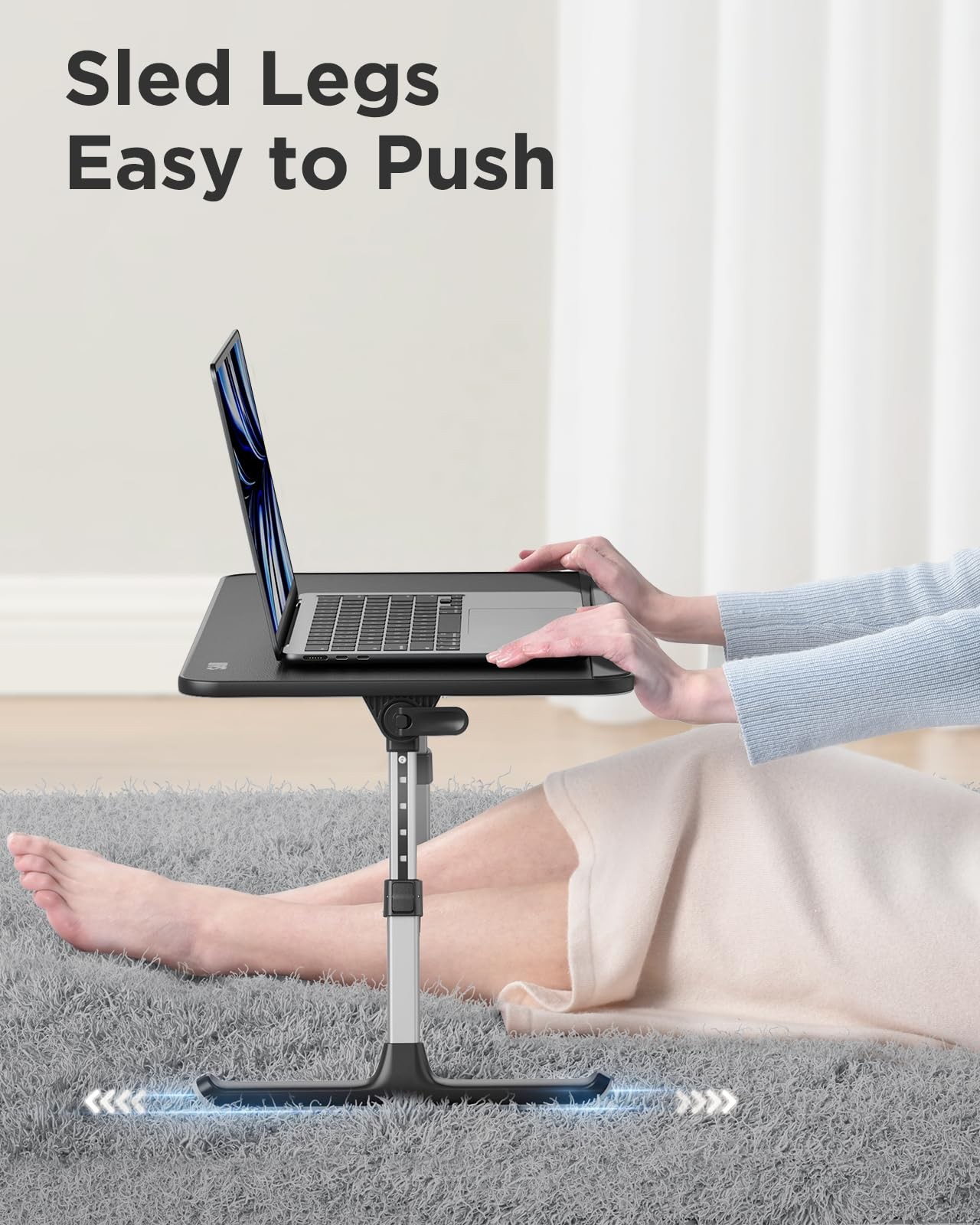 Saiji Pu Leather Laptop Bed Tray Table Adjustable Laptop Stand Removable