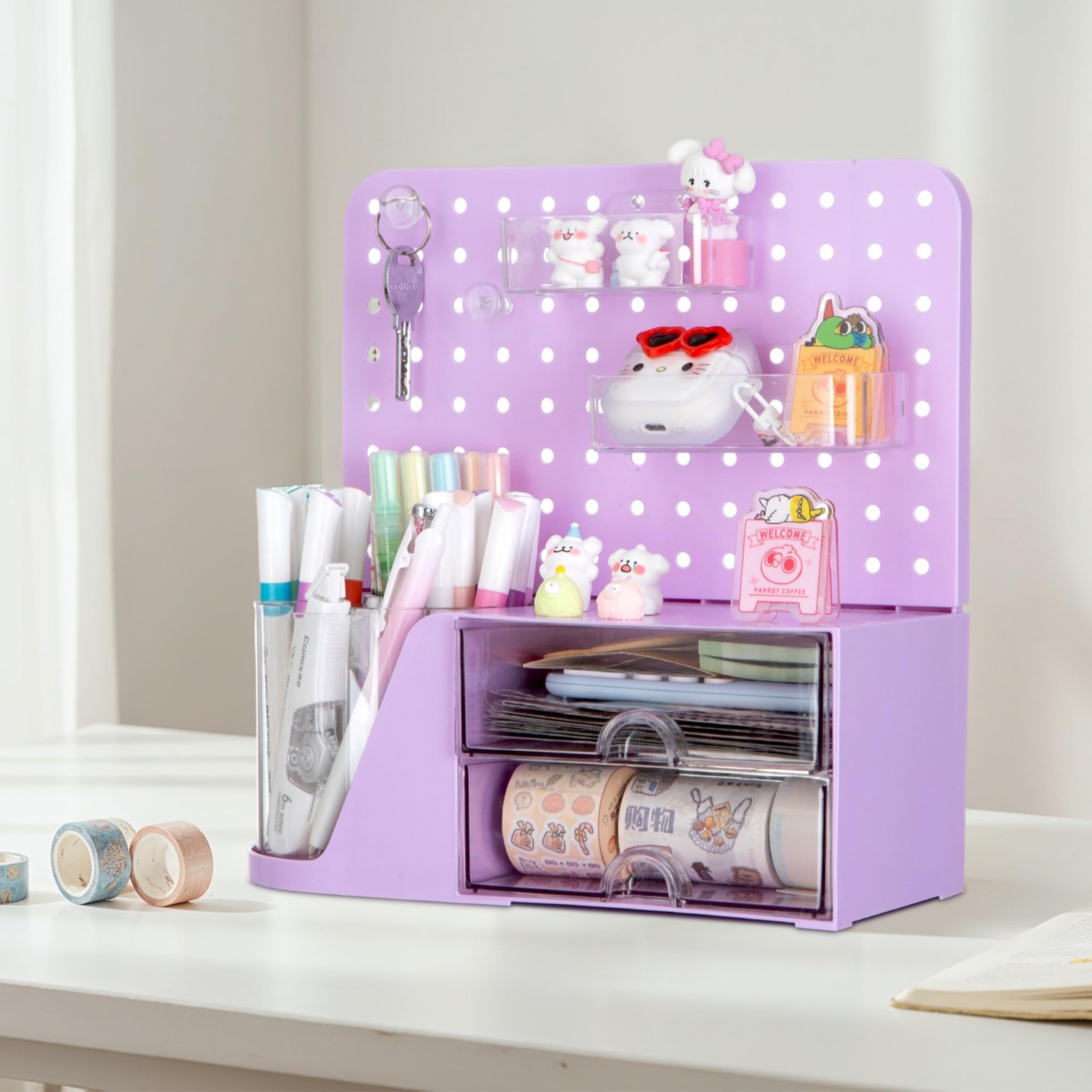Desk Organizer with Drawer, 360° Rotating Pen Holder for Desk, Pen Organizer …