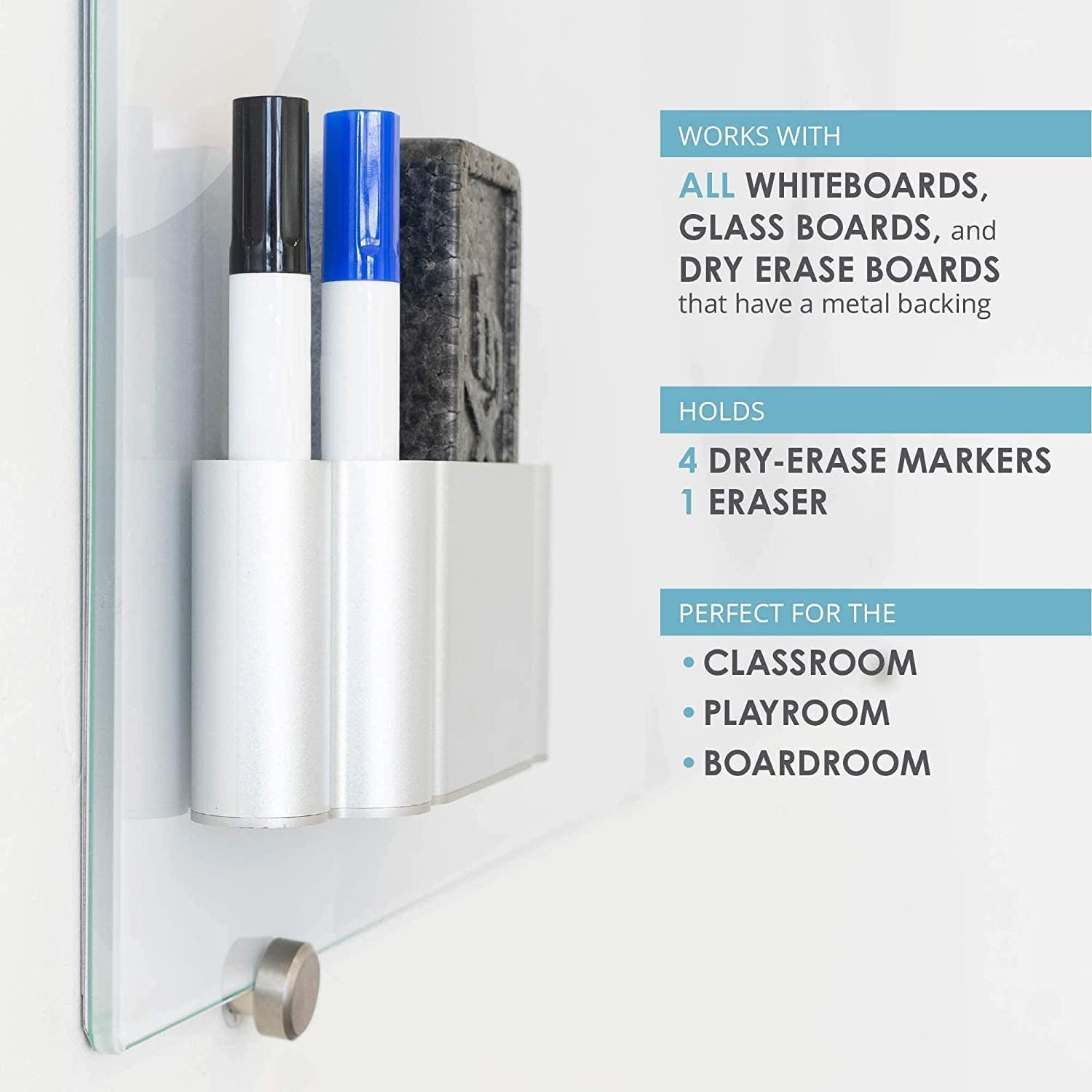 Magnetic Dry Erase Marker Holder – Aluminum Organizer with Powerful Neodymium…