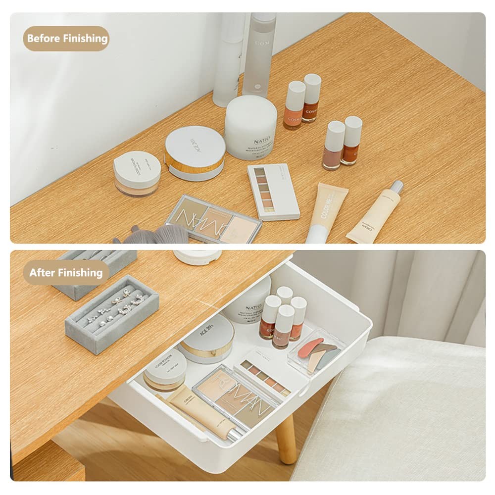 Under Desk Drawer Large Medium Hidden SelfAdhesive Organizers White 2 PCS
