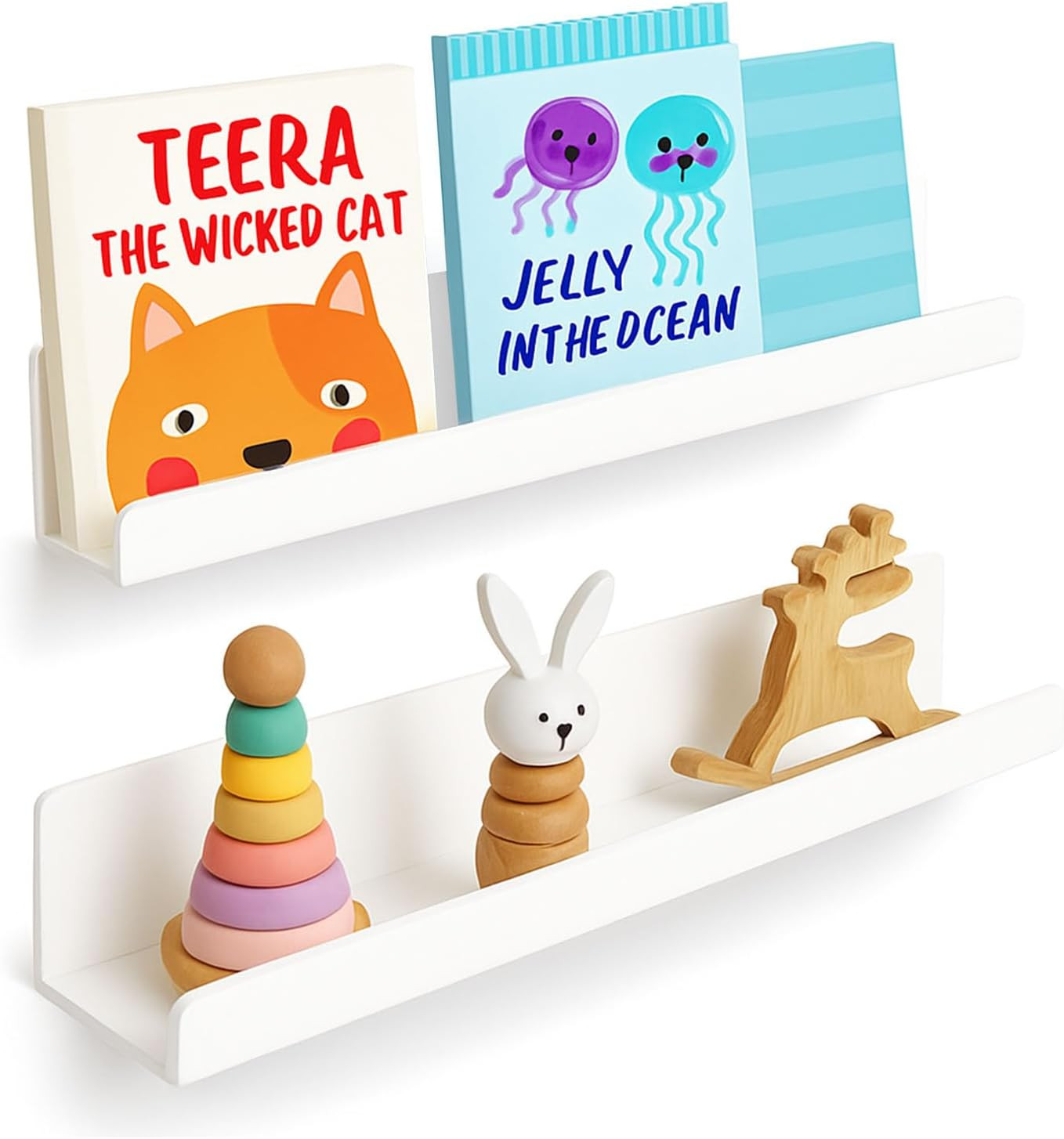 2 Pack Magnetic Book Shelf for Whiteboard – 17 Inch Reusable Acrylic Magnetic Sh