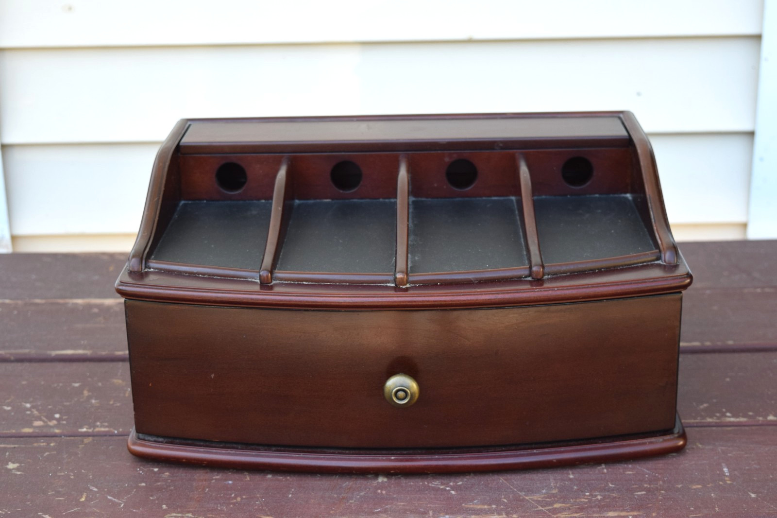 Bombay Company Desk Organizer Charging Station Mail Sorter Drawer Wood