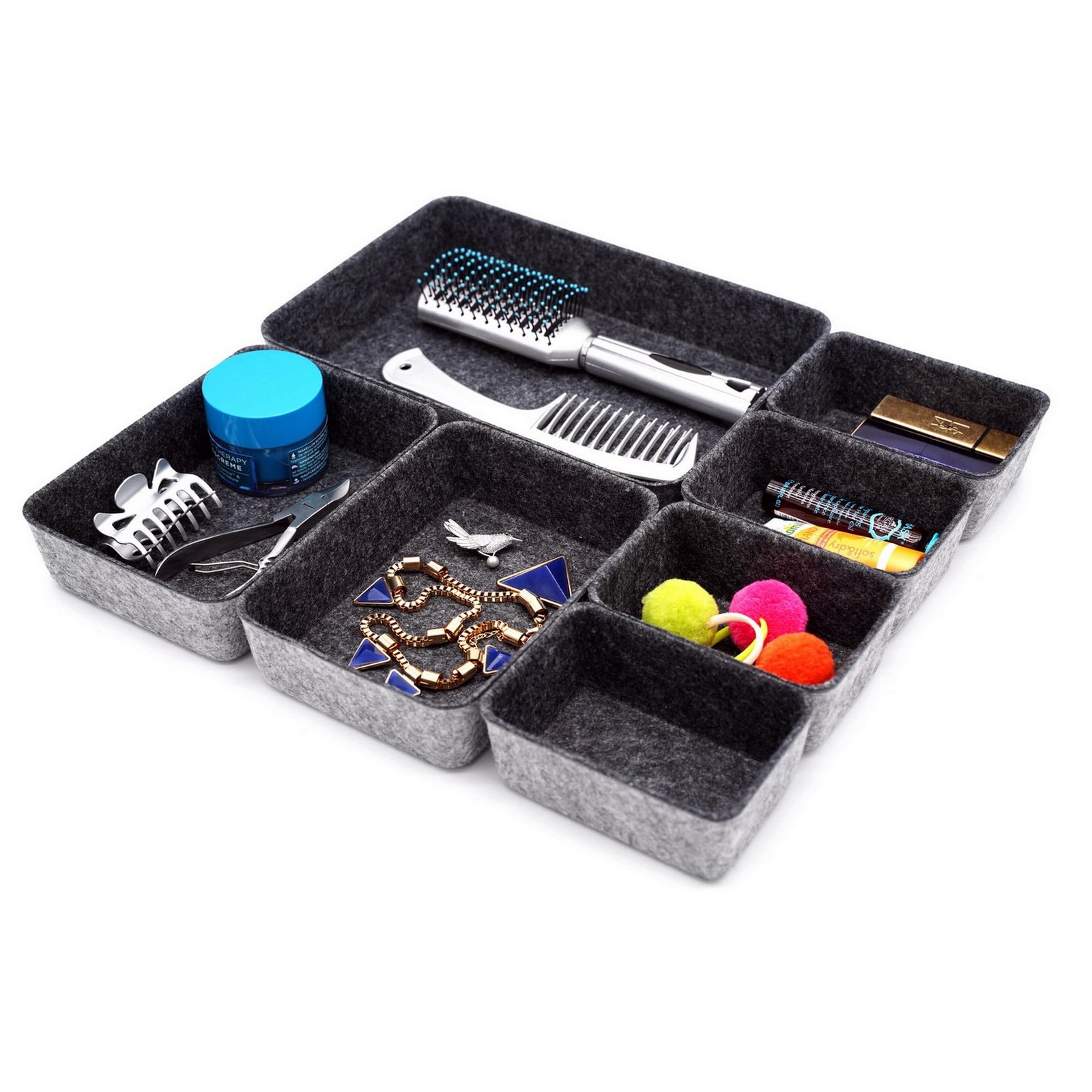 Drawer organizers tray felt storage bin office Shallow Small Desk Draw divide…