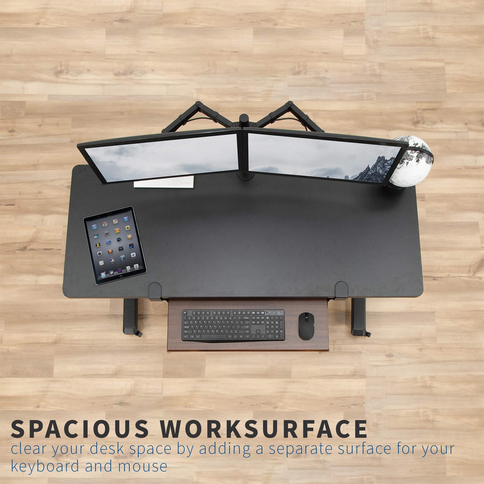 VIVO Large Clamp-on Computer Keyboard and Mouse Under 27 inch, Dark Walnut