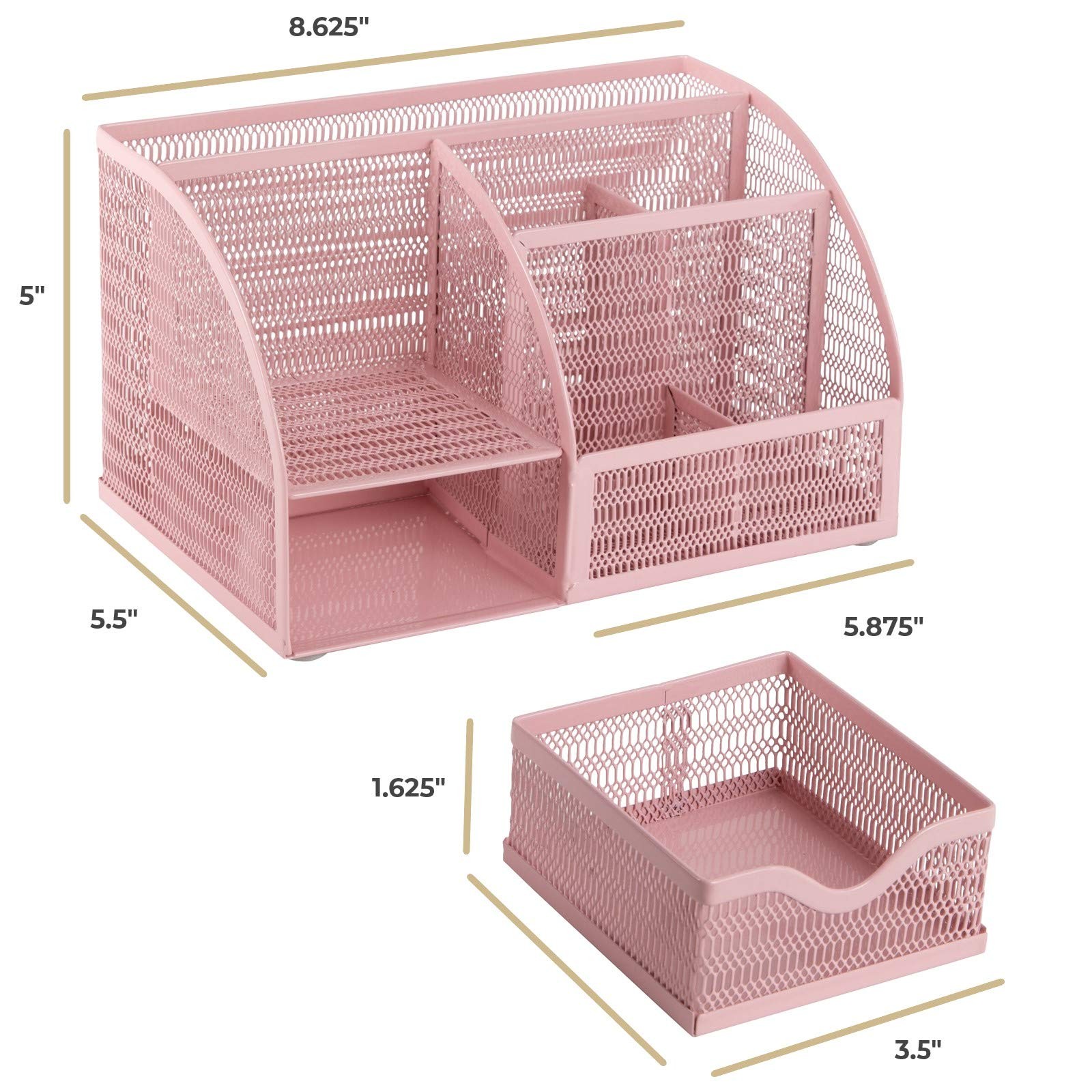 Blu Monaco Light Pink Desk Girly Accessories For Office Storage For