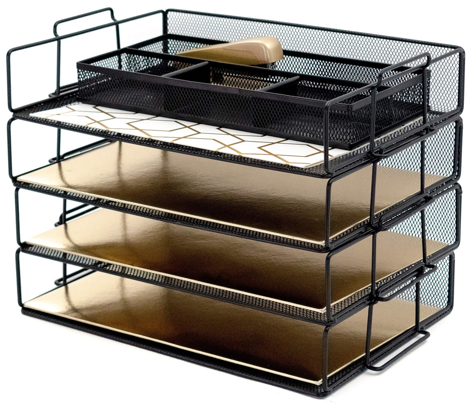Blu Monaco Desk Organizers and Accessories Stackable Paper Tray – 4 Tier Stackab