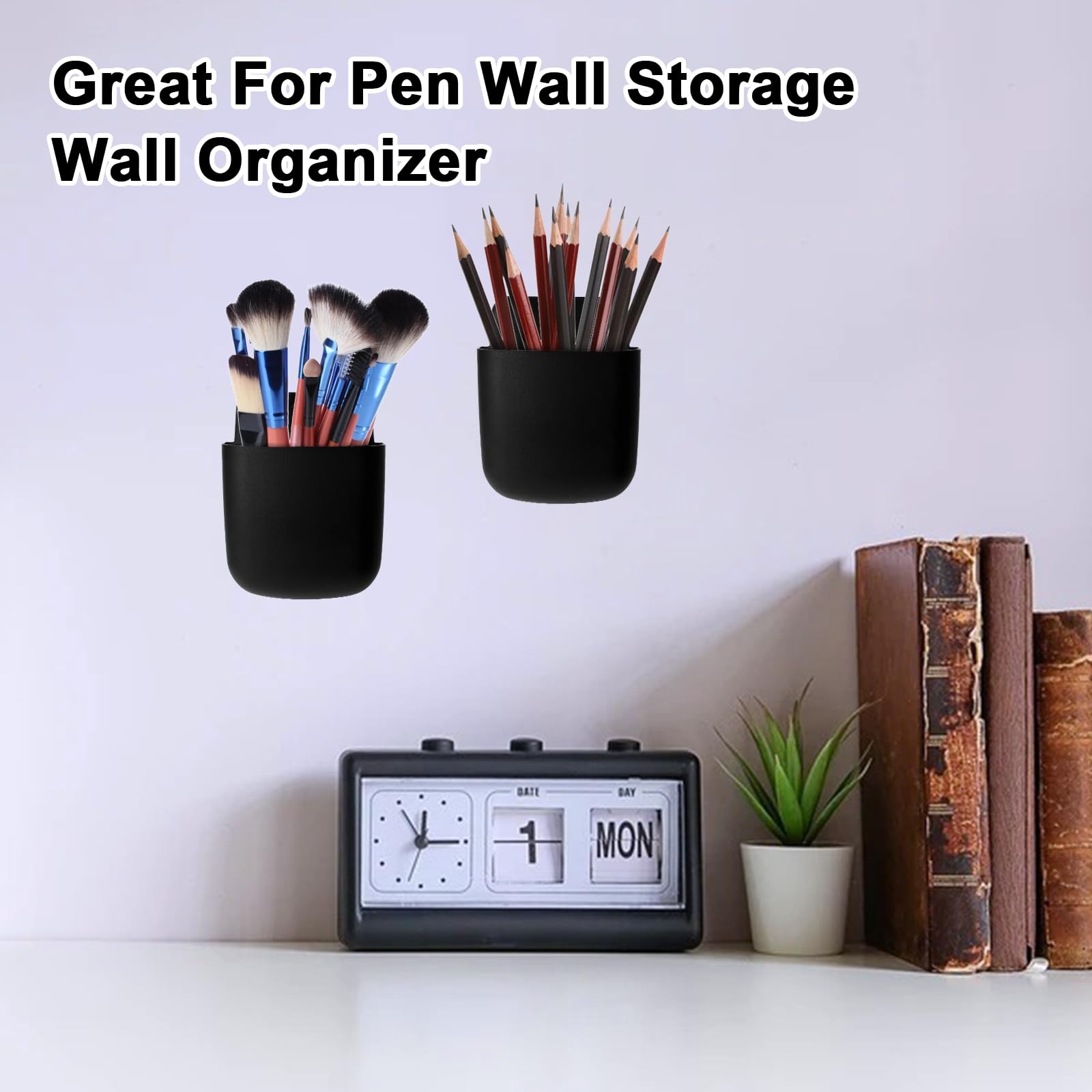 Wall Mount Charging Phone Holder Remote Control Storage Box, 3 Pack – Black