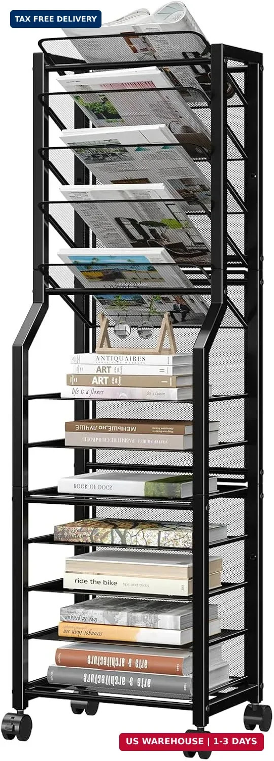 Simple Trending 12 Tier Rolling File Cart, Desk File Organizer with Sliding Tray