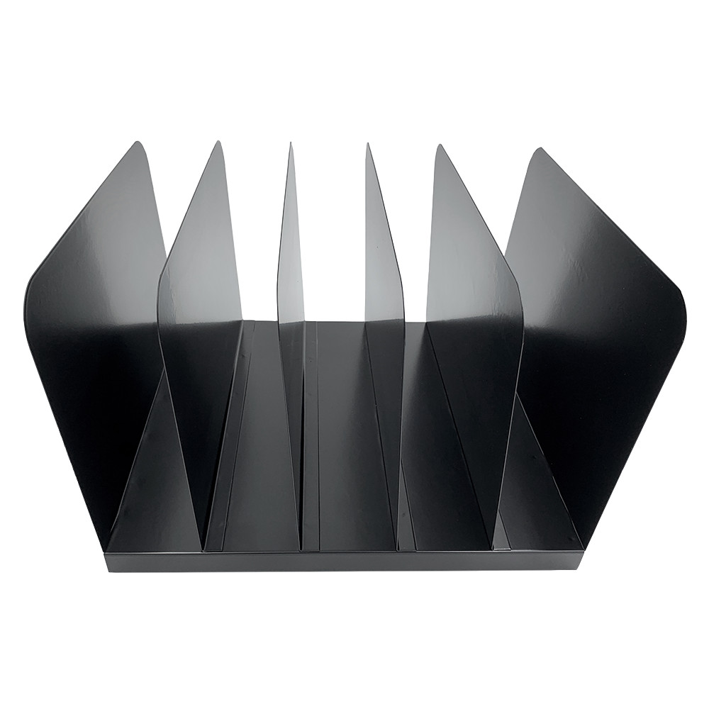 Huron Vertical 5 Slot Steel Desk Organizer/Sorter Black HASZ0145