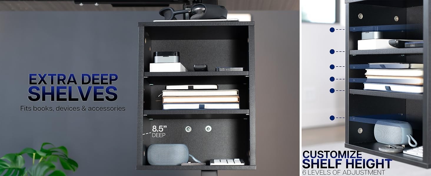 Clamp-on Under Desk Shelving Unit, Office Accessory Holder for Supplies, Gaming