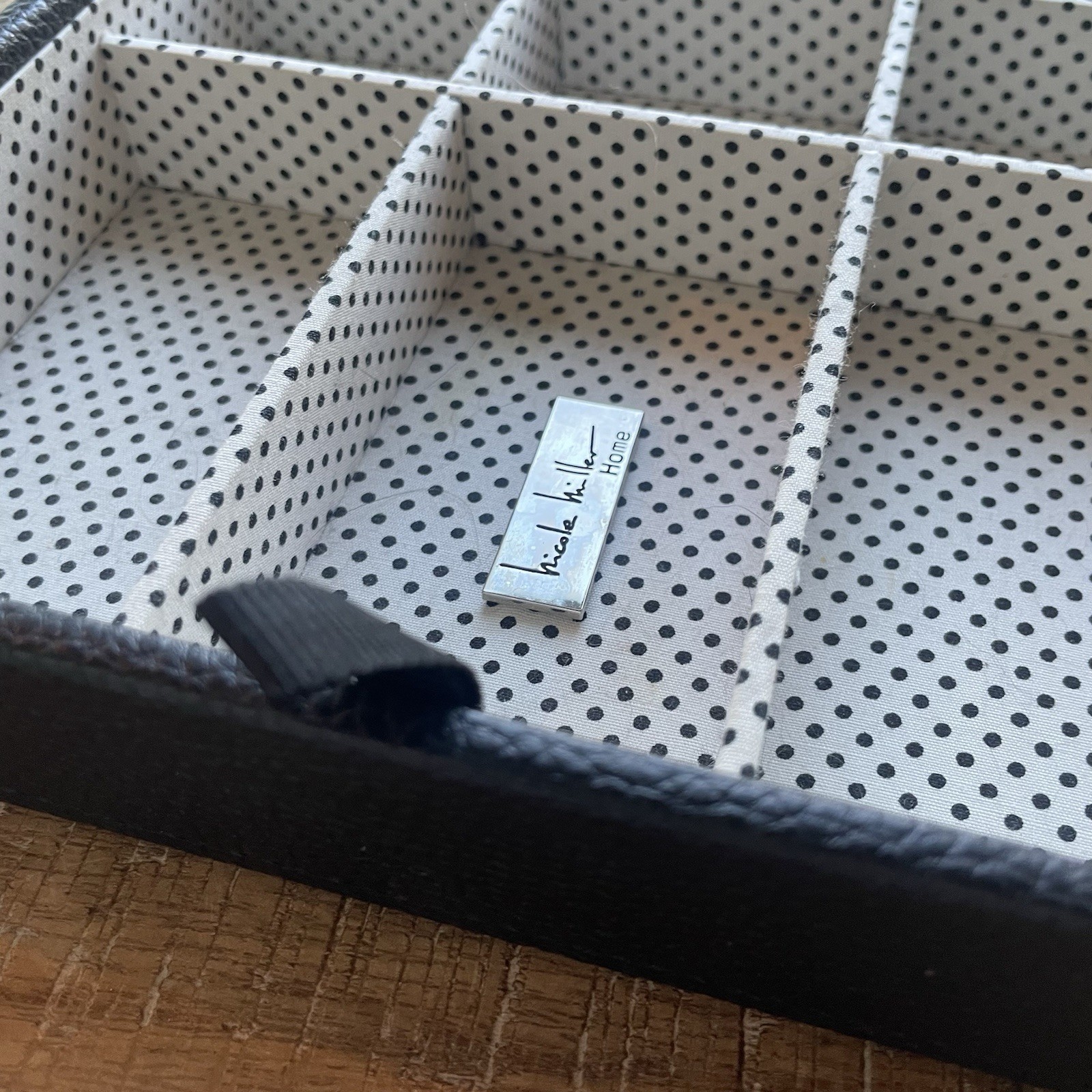 Nicole Miller Tray 10 X 7.5 Black And White Polka Dots