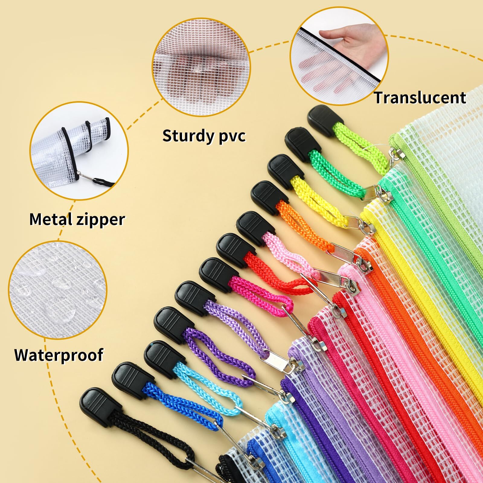 36pcs Pencil Pouch, Mesh Zipper Pouch Zipper Bags, 6×9 Inches Large Storage B…