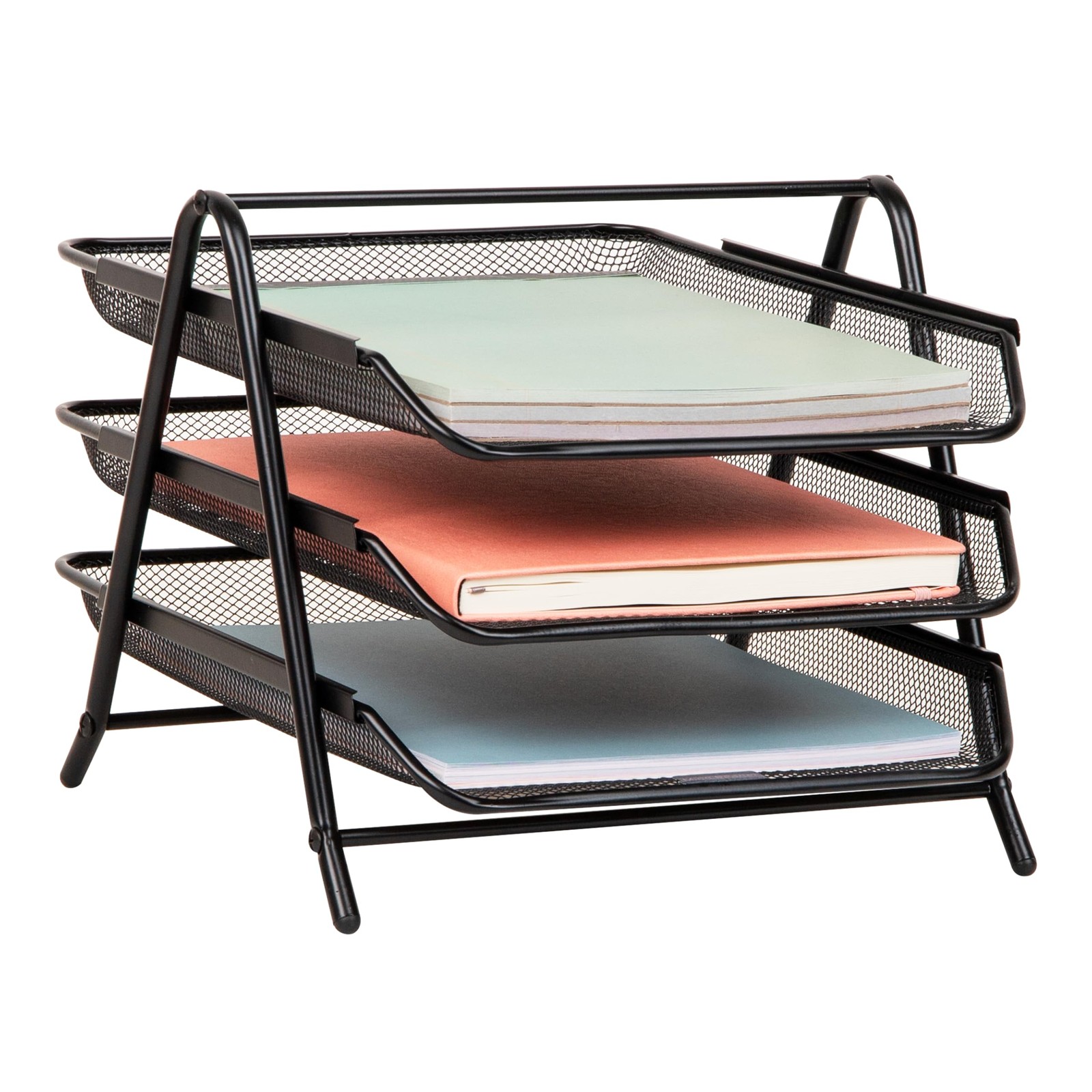 Mind Reader 3-Tier Paper Tray, Desktop 13.8″ x 11.5″ x 10.3″, Black