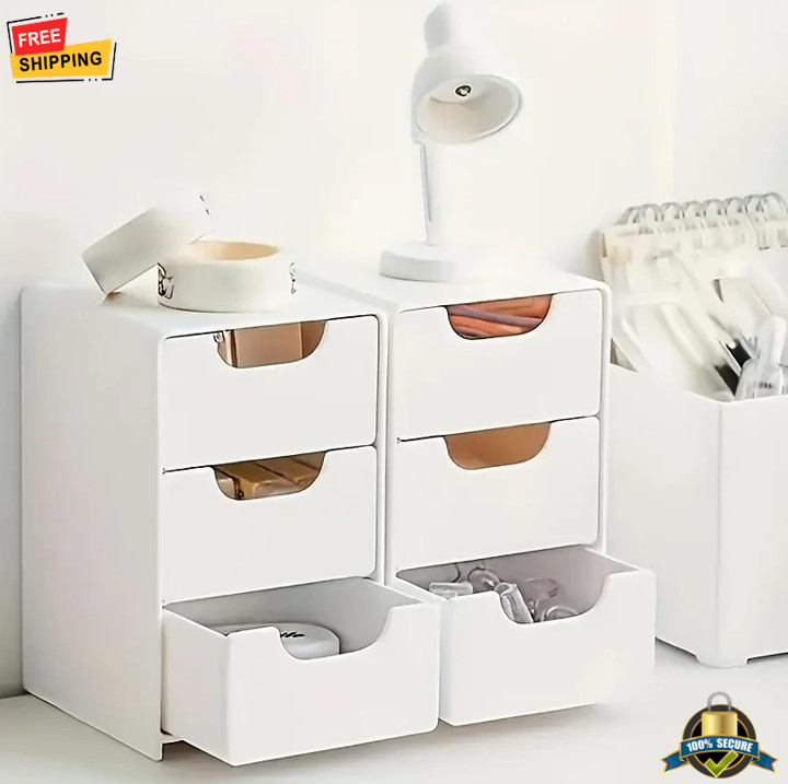 1 pc Chic 3-Tier Desk Organizer with Drawers Portable Storage for Office & Home